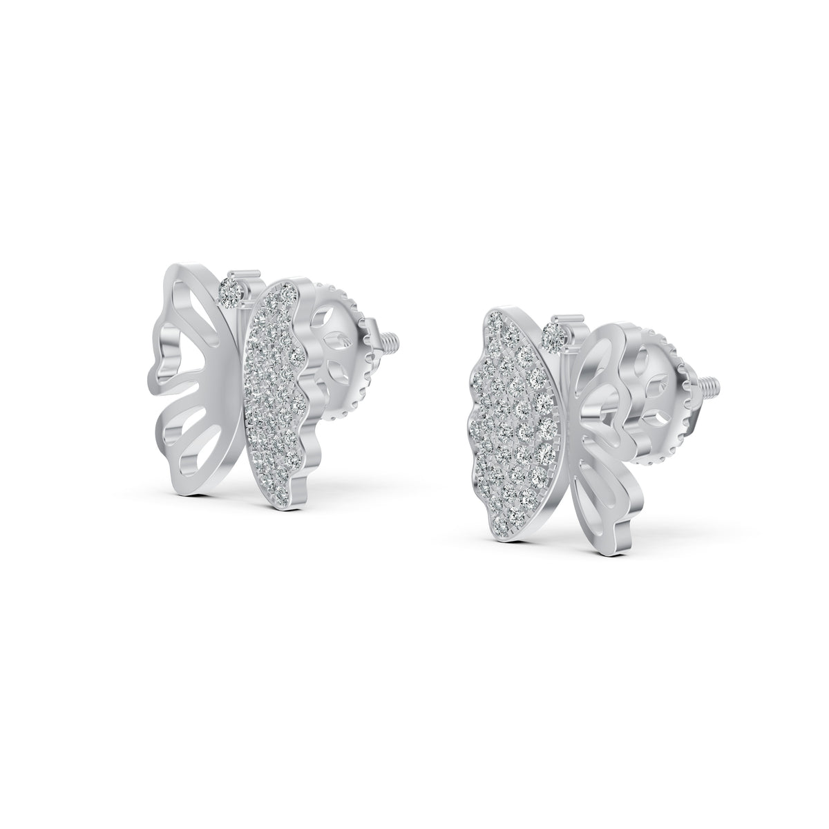 Open Butterfly Diamond Stud Earrings