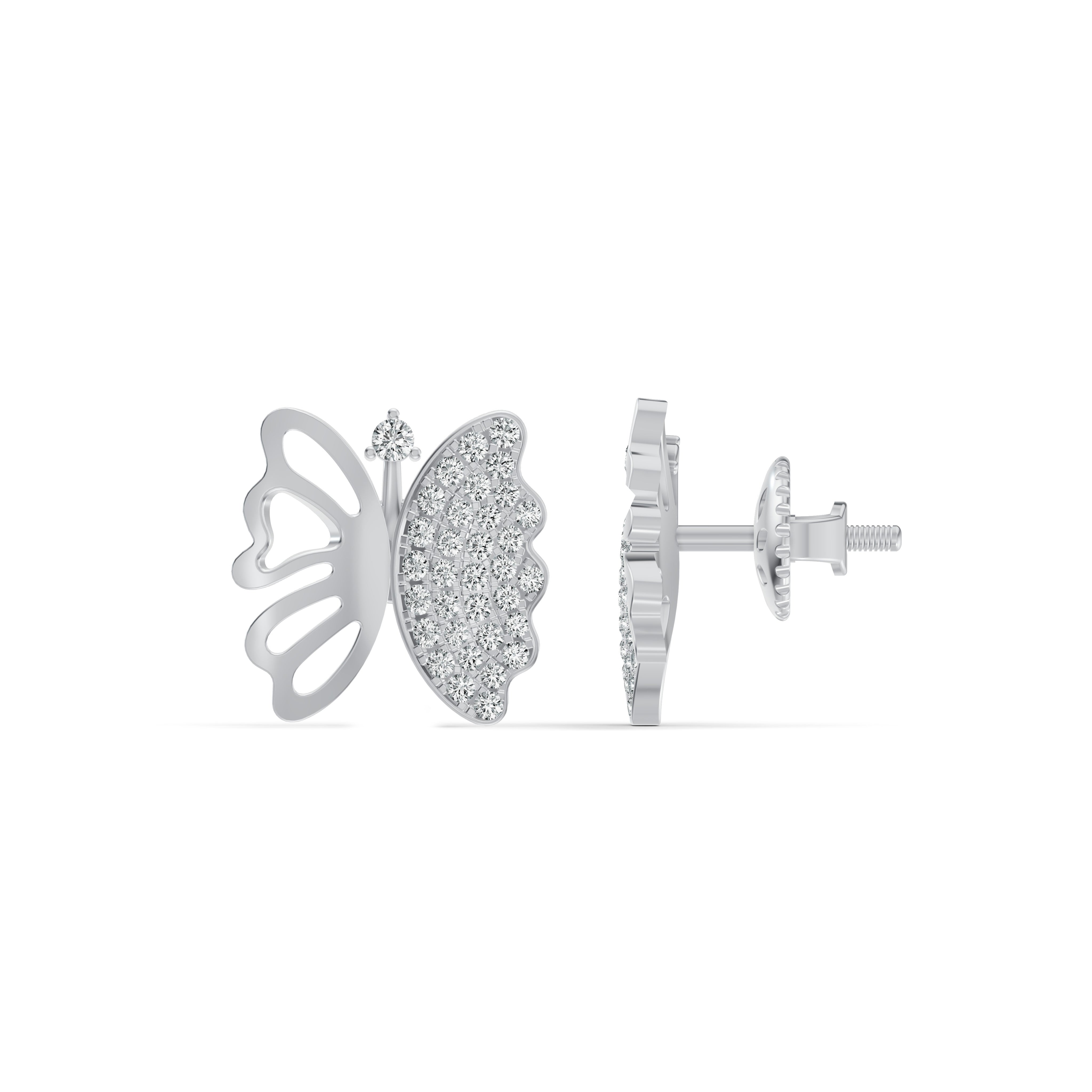 Open Butterfly Diamond Stud Earrings