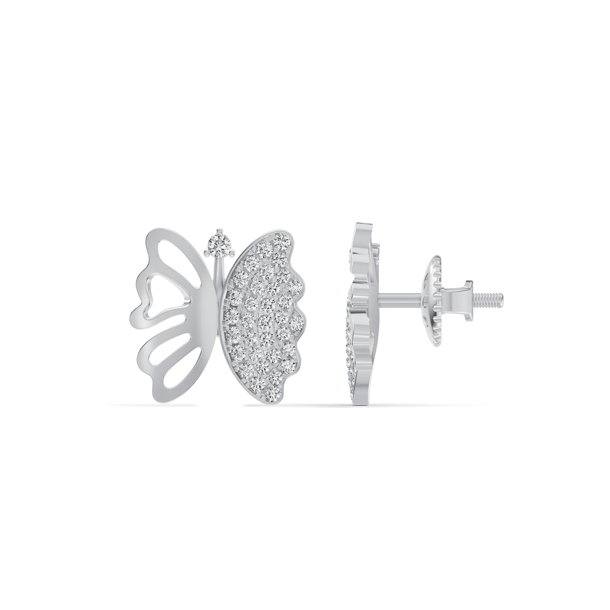 Open Butterfly Diamond Stud Earrings