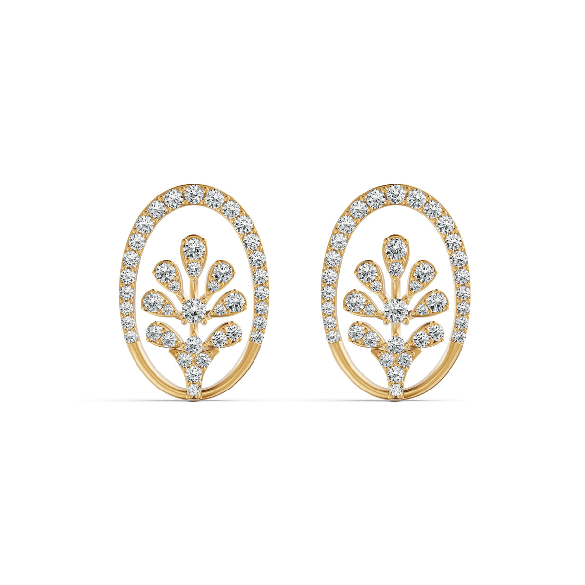 Filigree Floral Diamond Stud Earrings