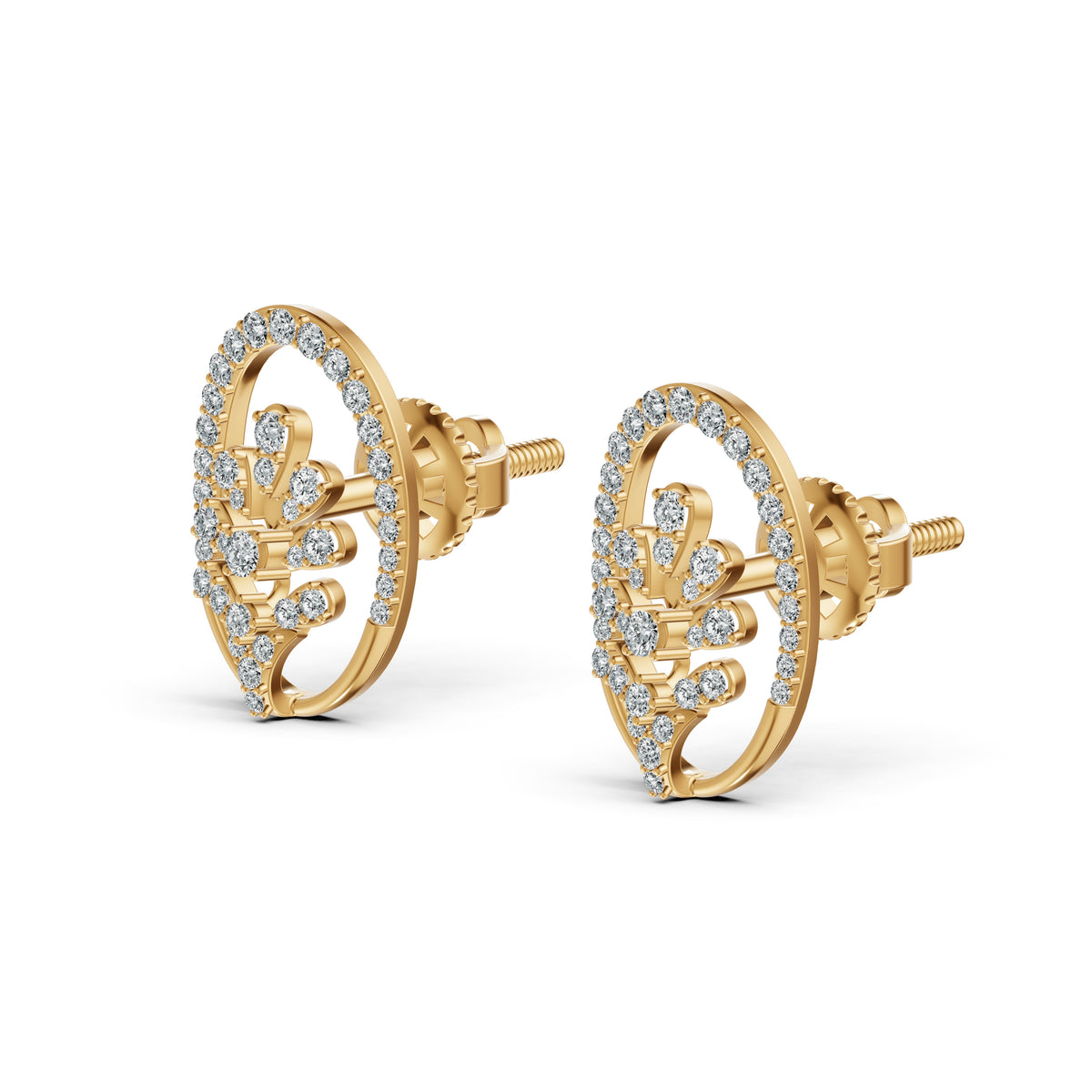 Filigree Floral Diamond Stud Earrings