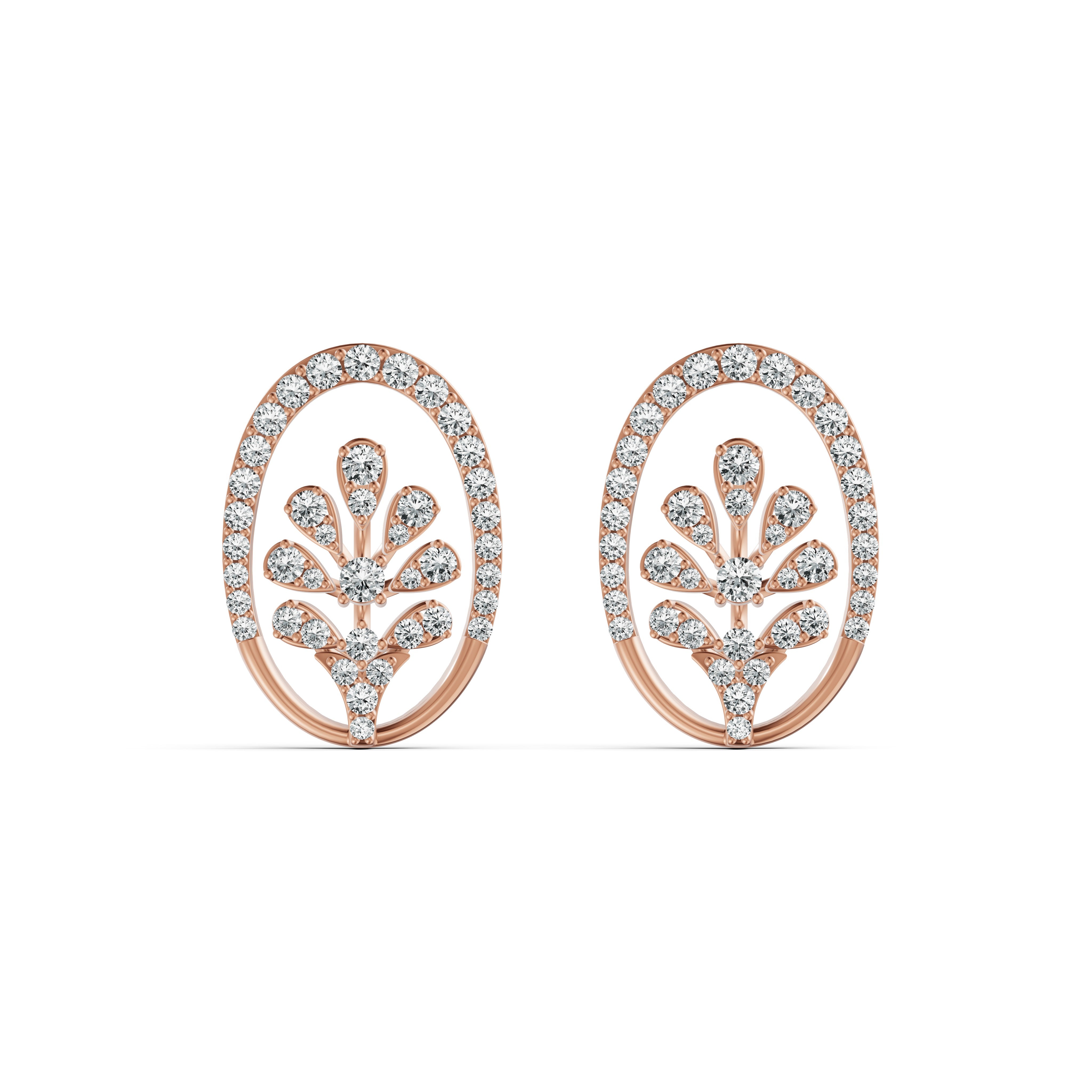 Filigree Floral Diamond Stud Earrings