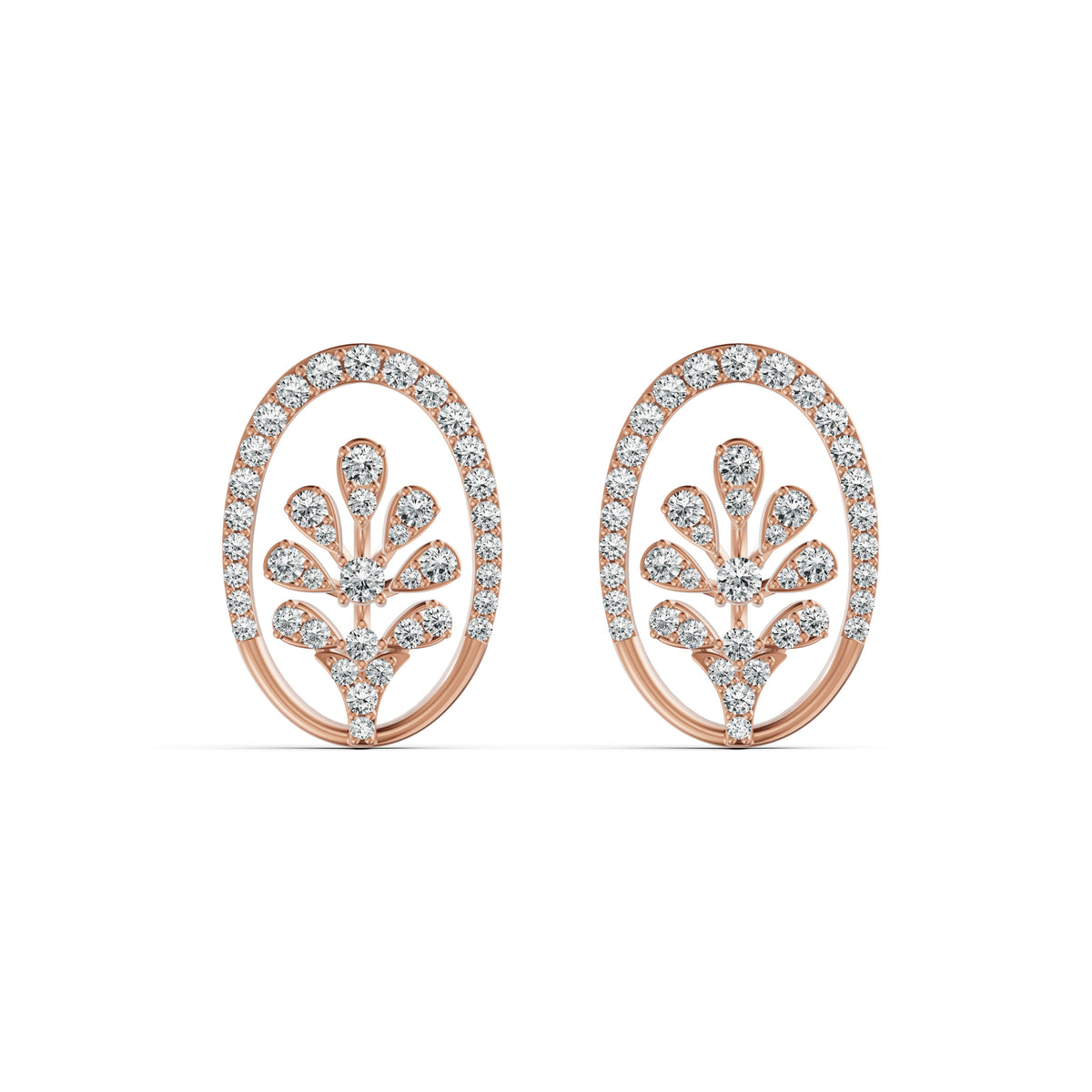 Filigree Floral Diamond Stud Earrings