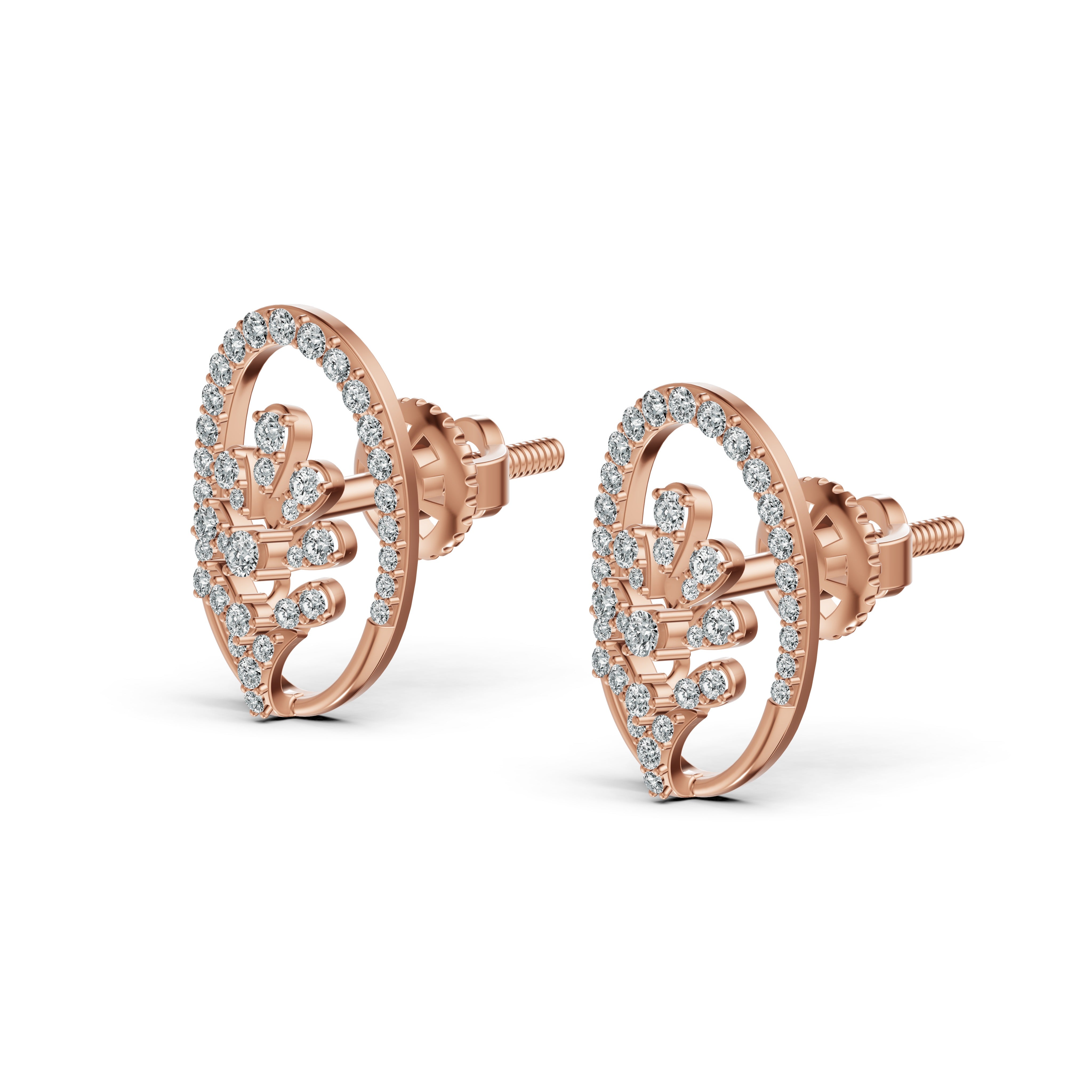 Filigree Floral Diamond Stud Earrings