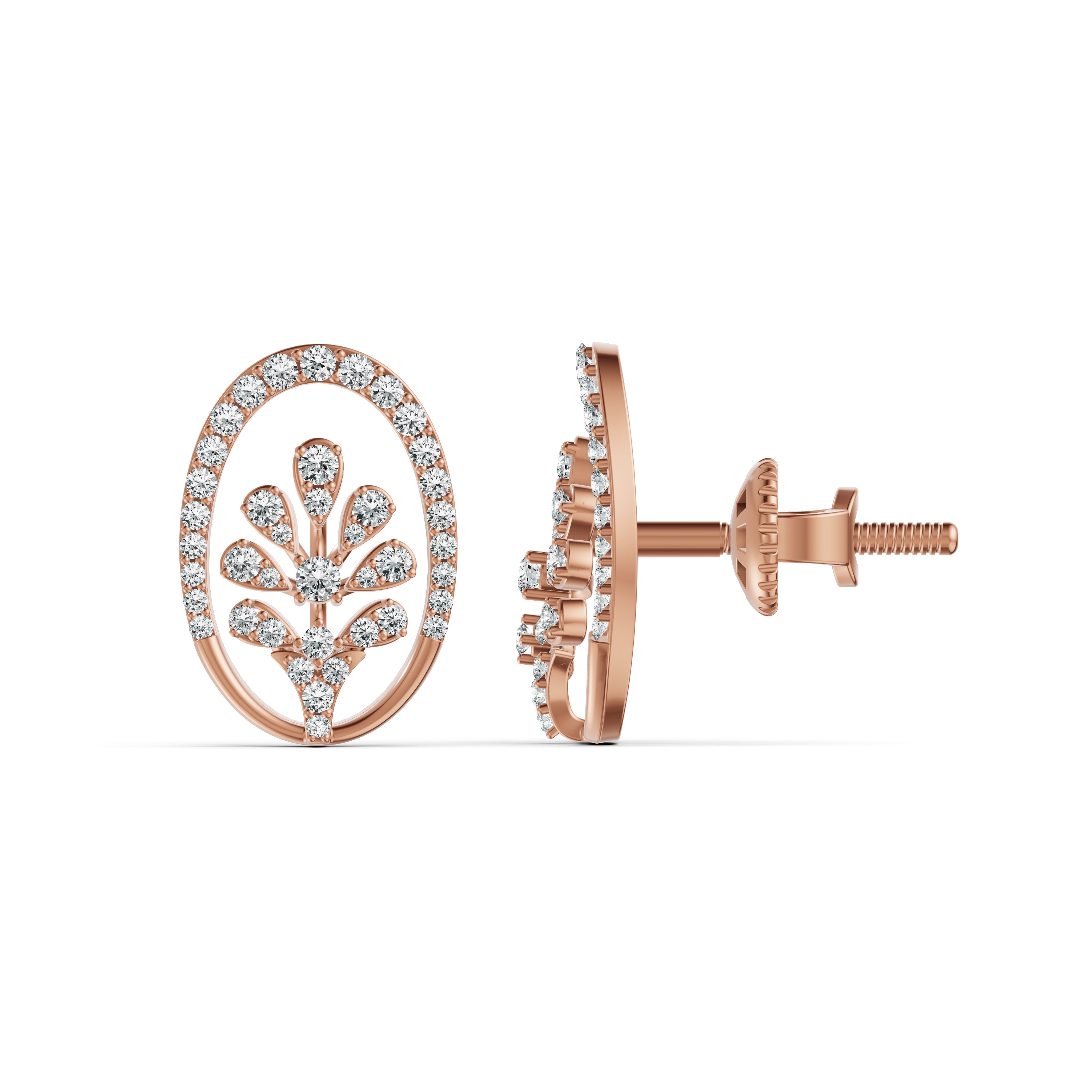 Filigree Floral Diamond Stud Earrings