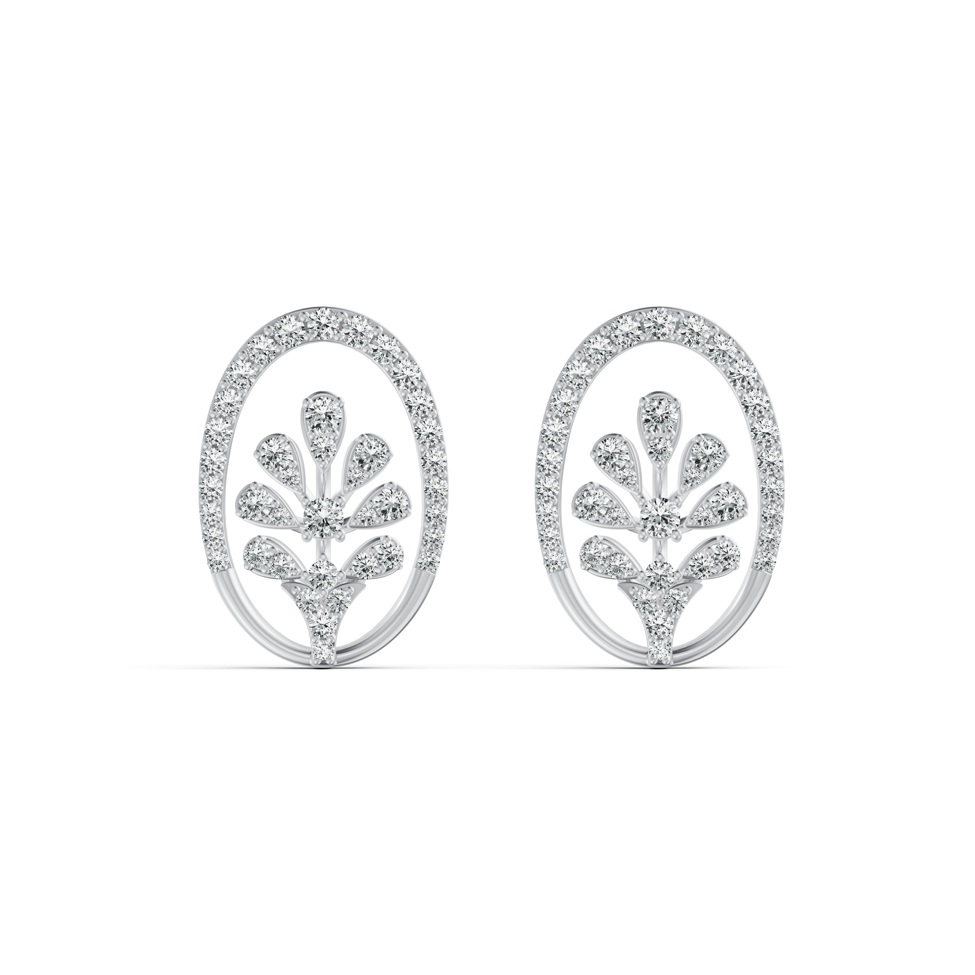 Filigree Floral Diamond Stud Earrings