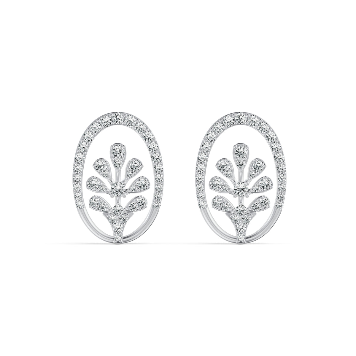 Filigree Floral Diamond Stud Earrings