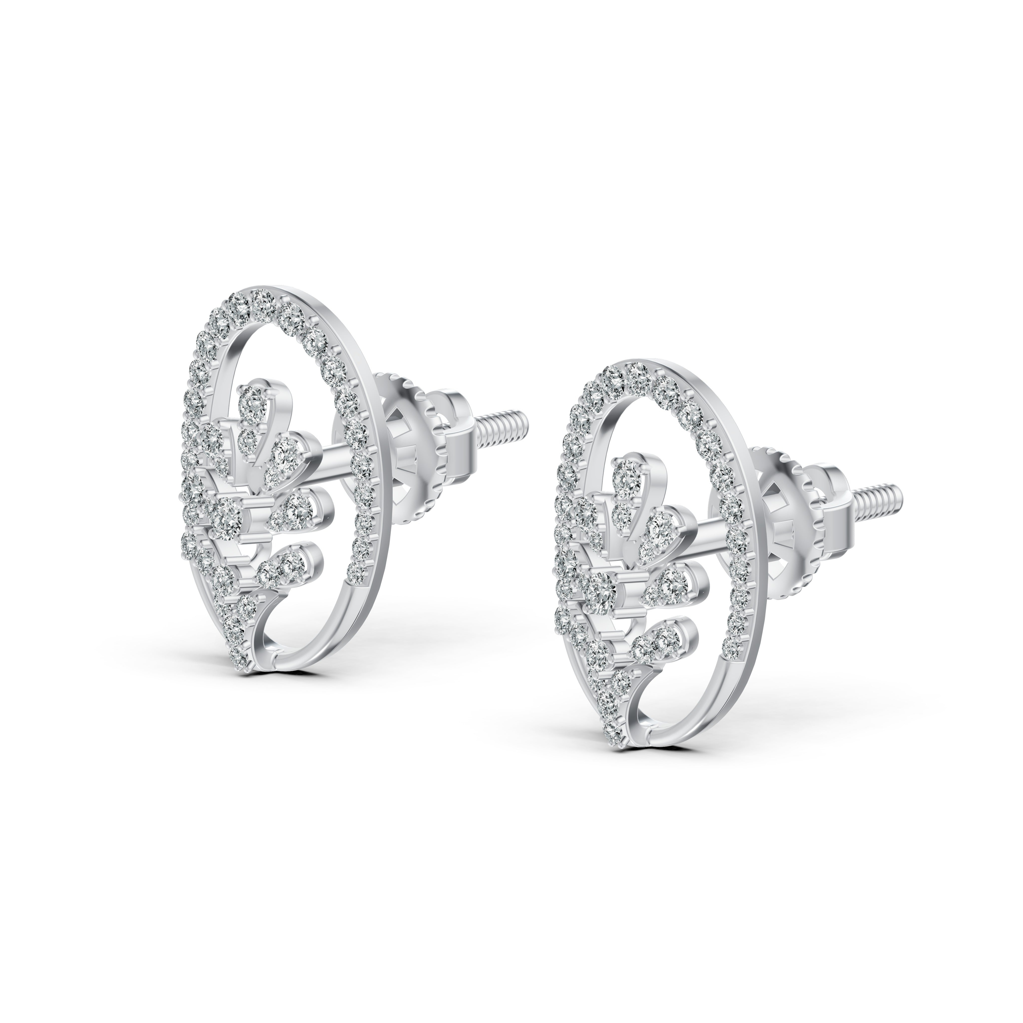 Filigree Floral Diamond Stud Earrings