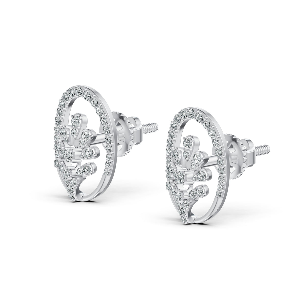 Filigree Floral Diamond Stud Earrings