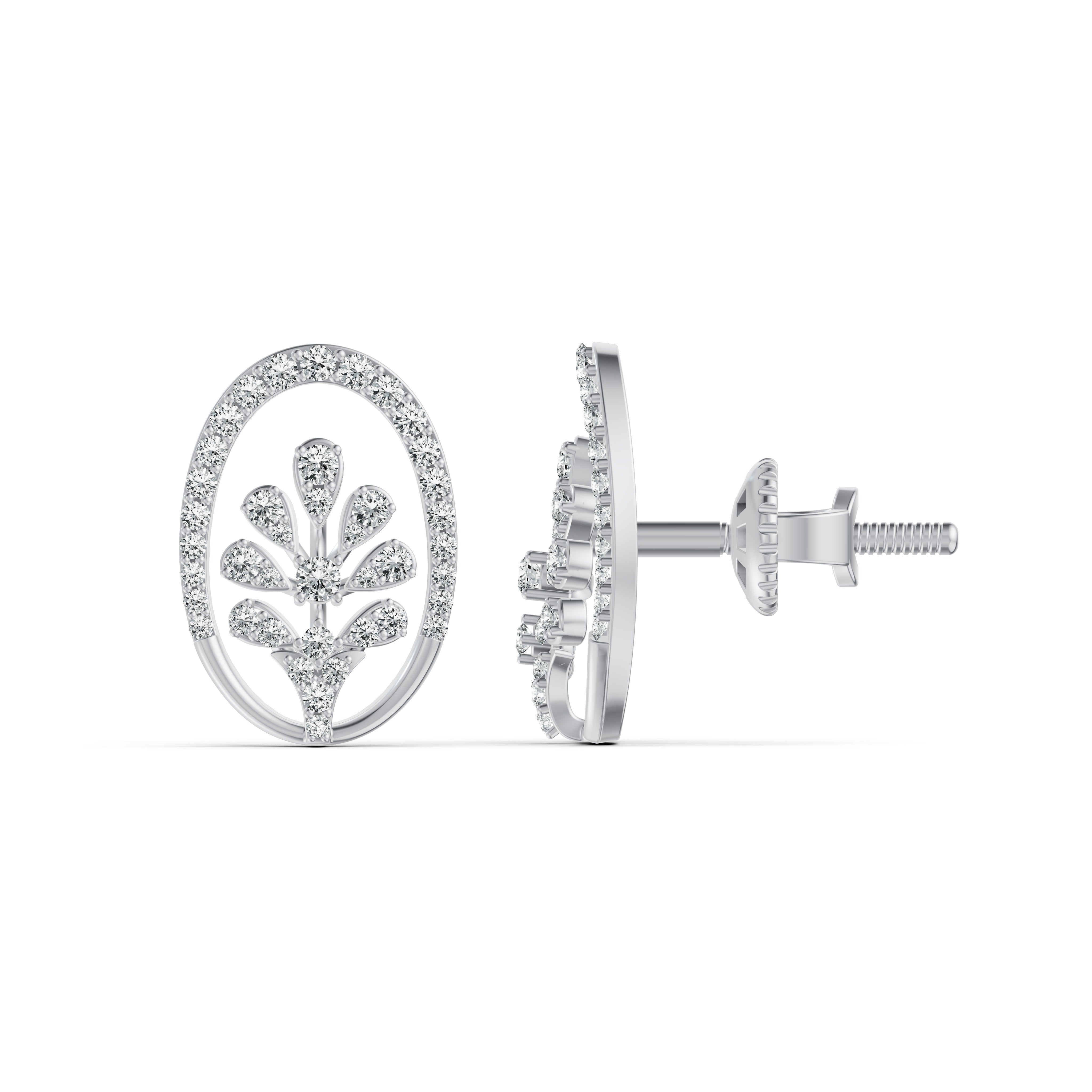 Filigree Floral Diamond Stud Earrings