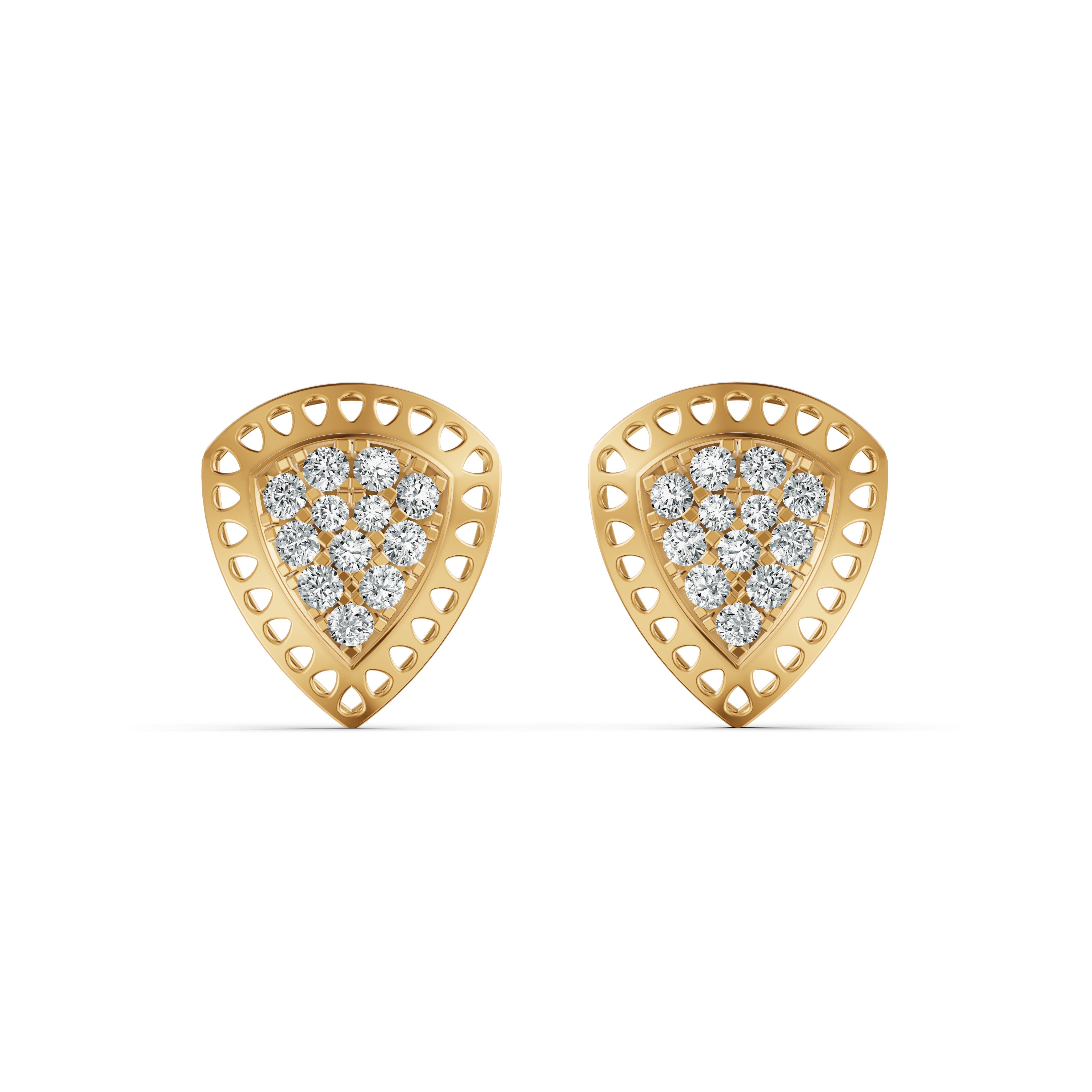 Shield Glow Diamond Stud Earrings