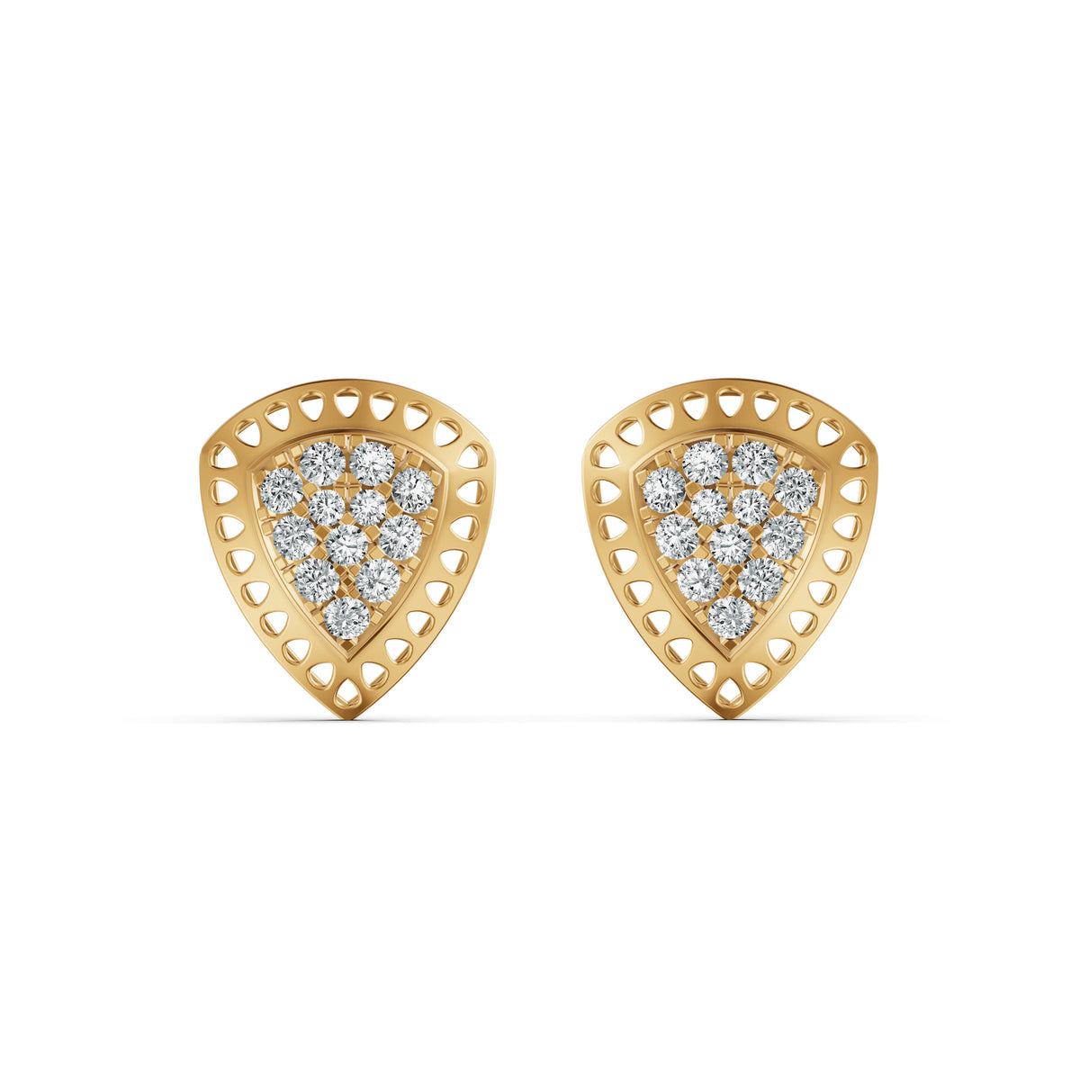 Shield Glow Diamond Stud Earrings