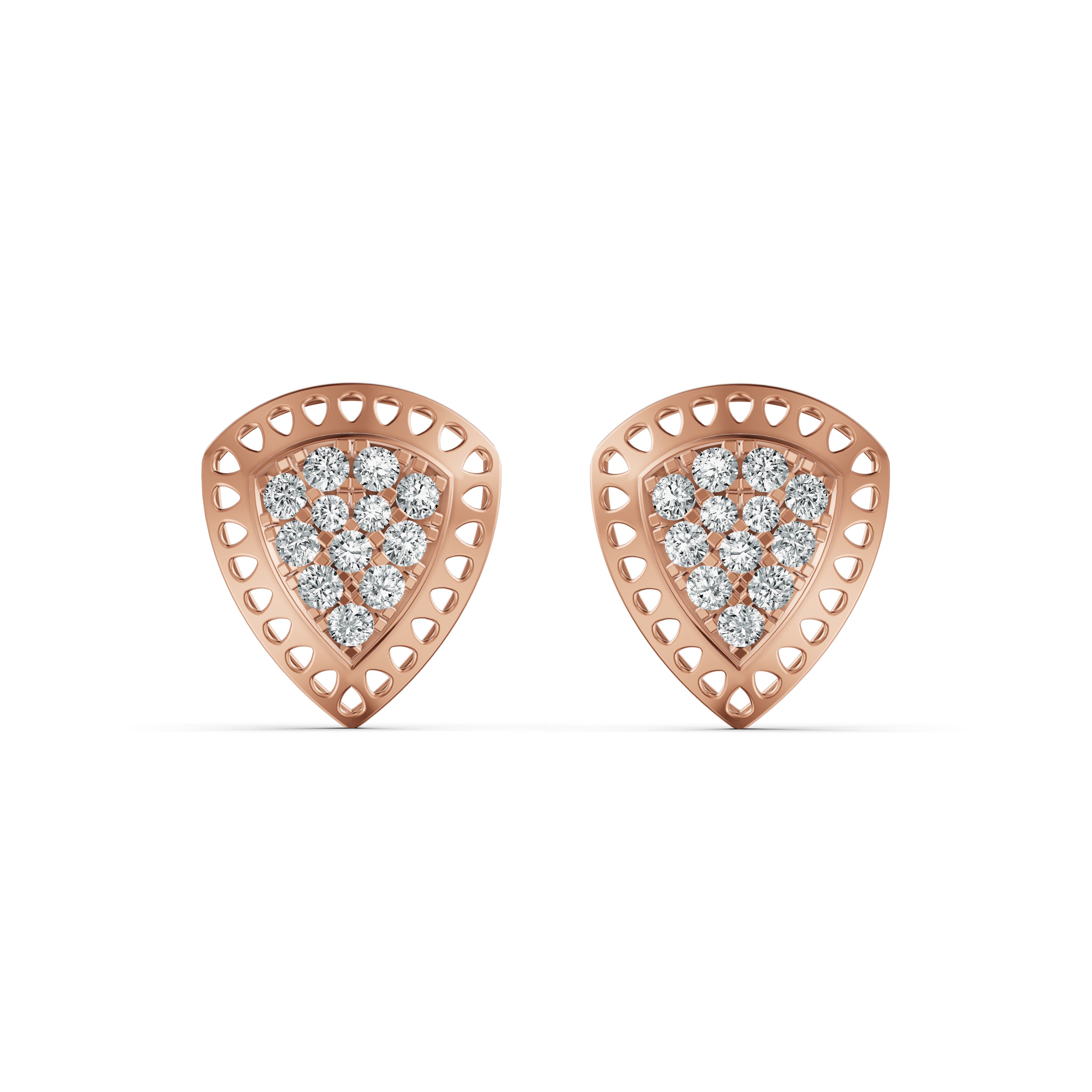 Shield Glow Diamond Stud Earrings