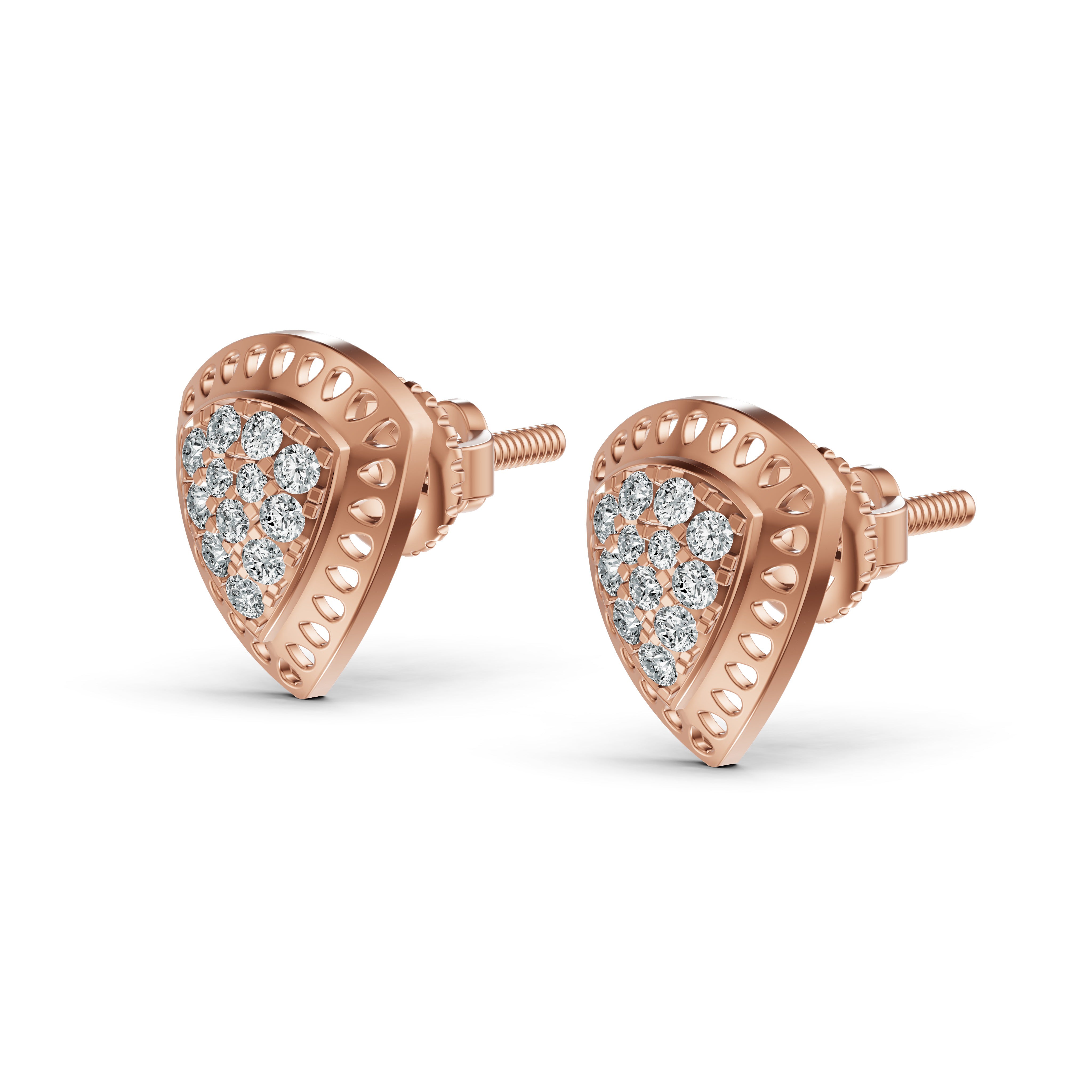 Shield Glow Diamond Stud Earrings