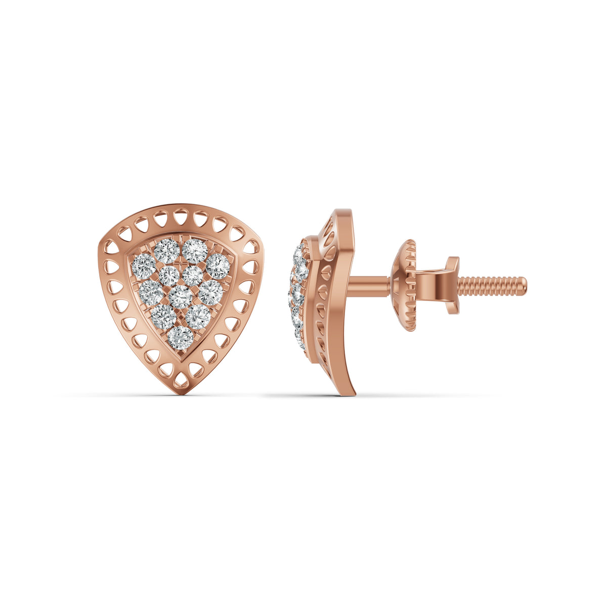 Shield Glow Diamond Stud Earrings