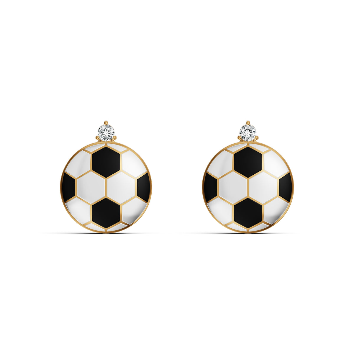 Soccer Ball Diamond Stud Earrings
