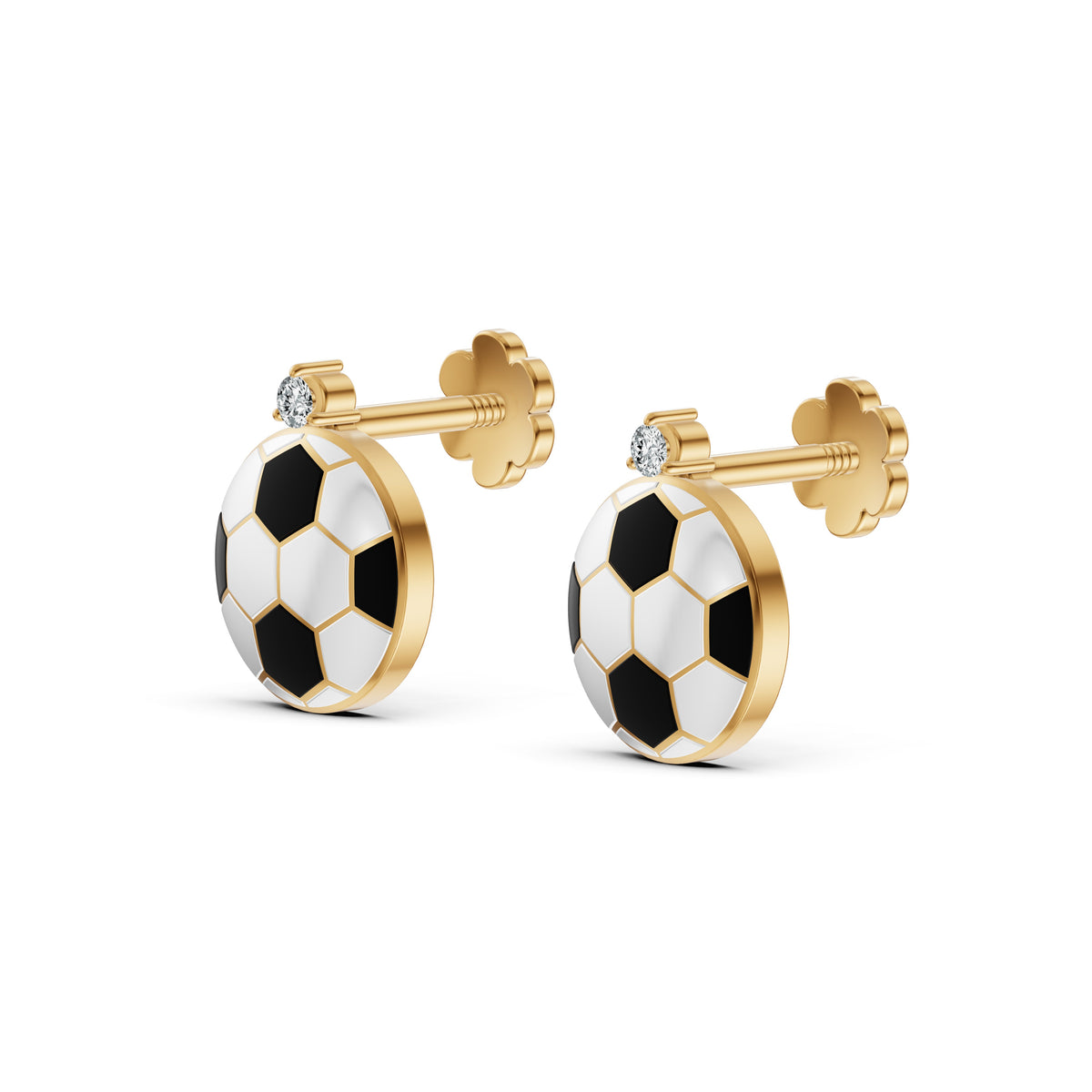 Soccer Ball Diamond Stud Earrings