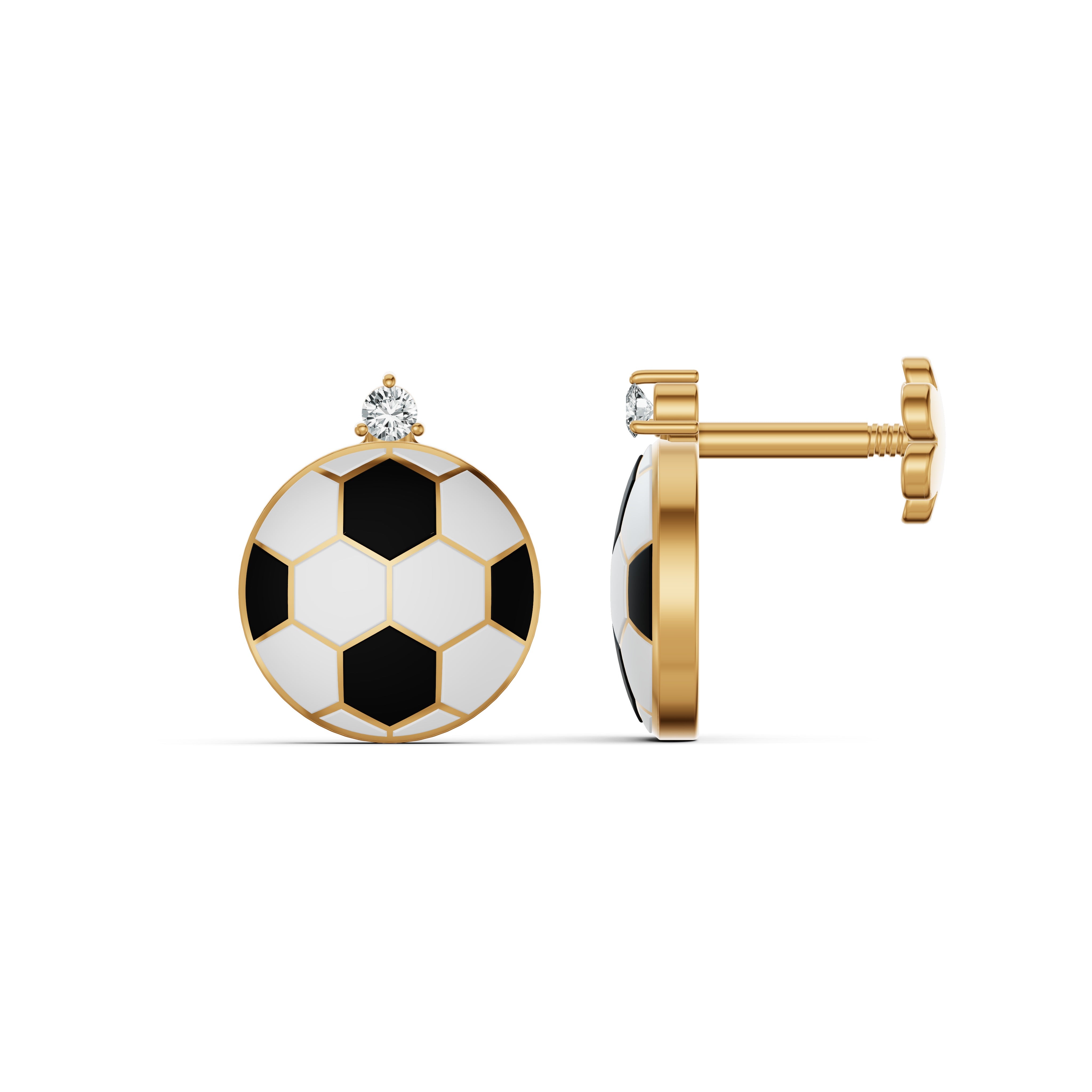 Soccer Ball Diamond Stud Earrings
