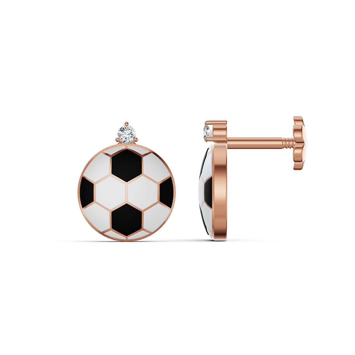 Soccer Ball Diamond Stud Earrings