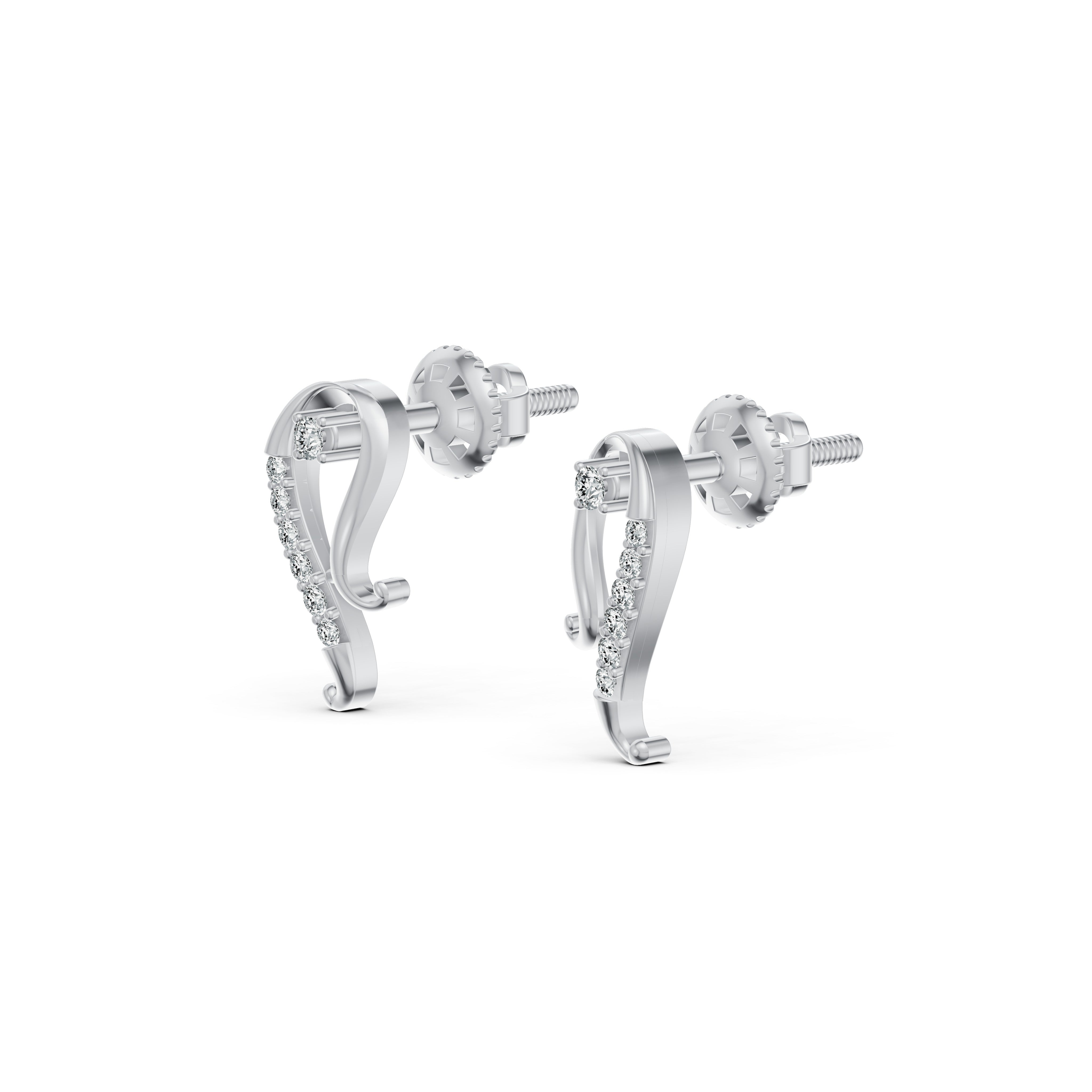 Curved Paisley Diamond Stud Earrings