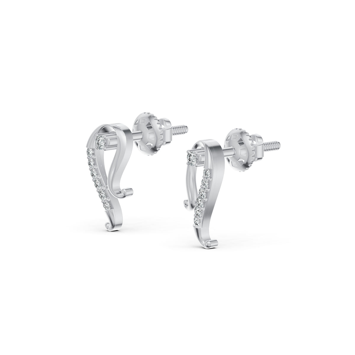 Curved Paisley Diamond Stud Earrings