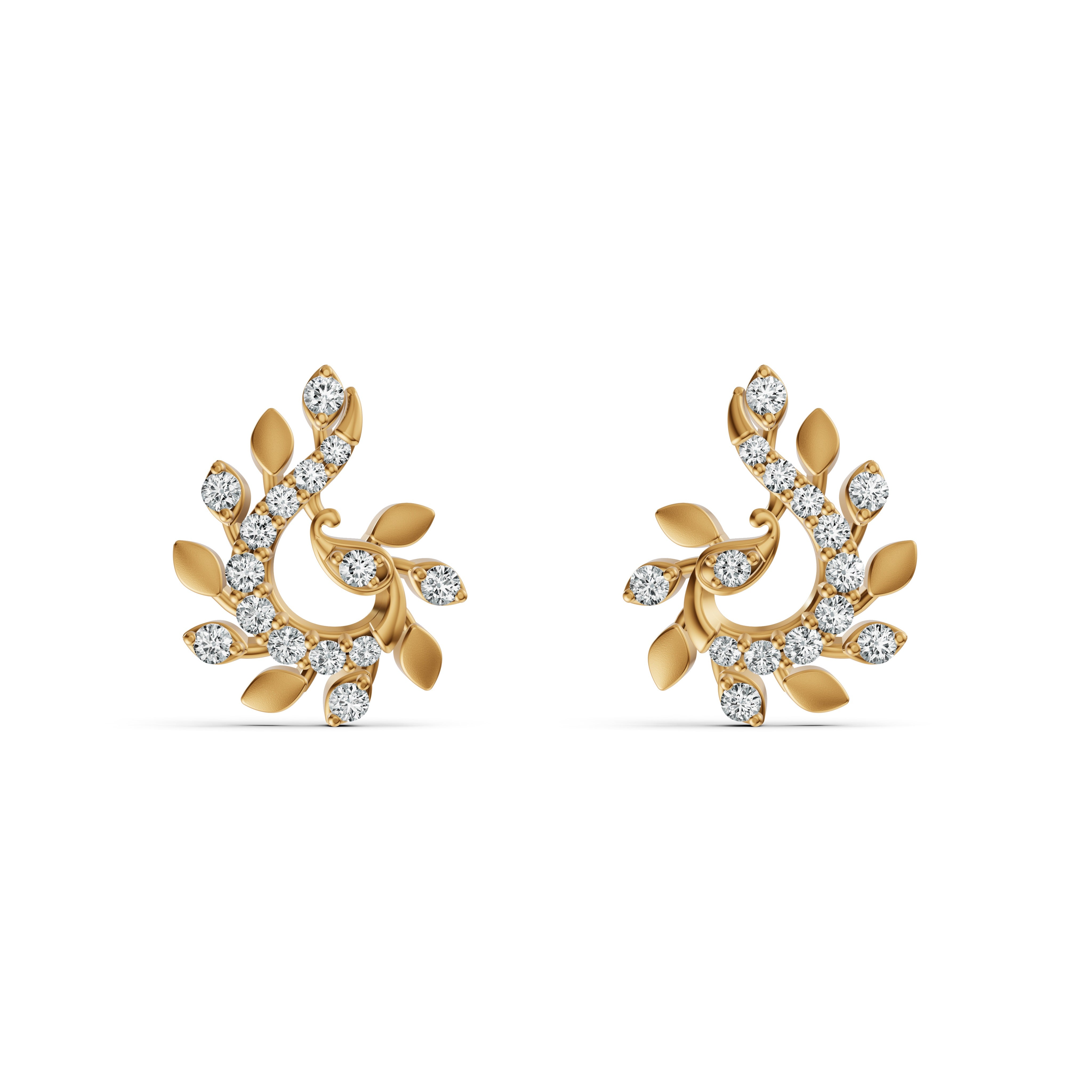 Floral Vine Diamond Stud Earrings