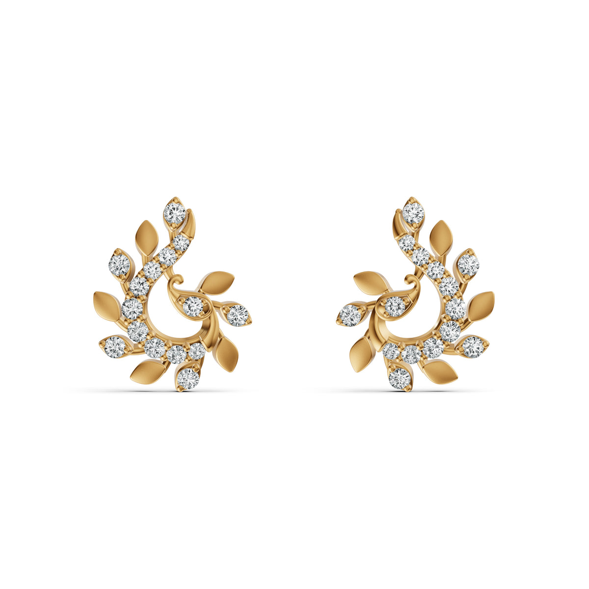 Floral Vine Diamond Stud Earrings