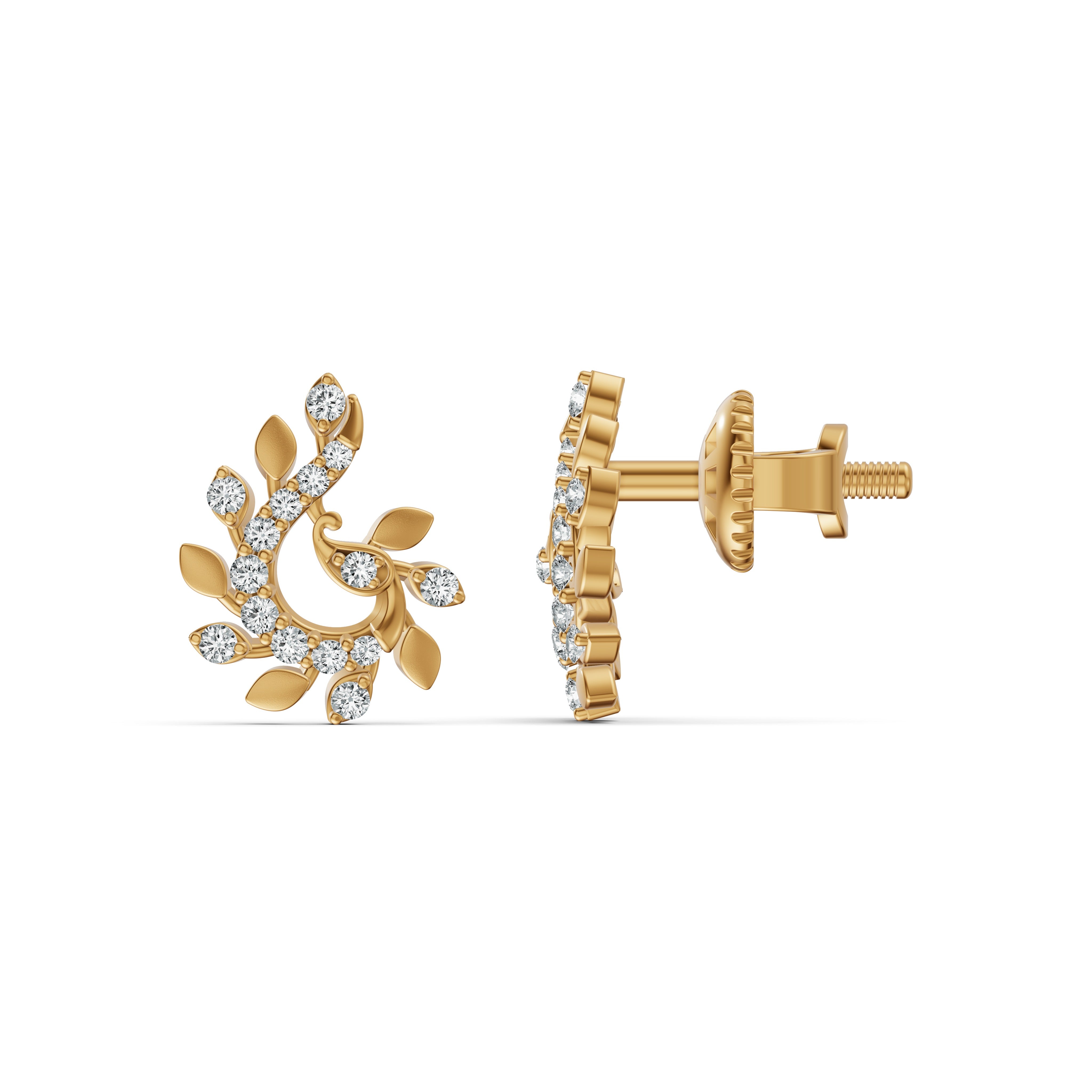 Floral Vine Diamond Stud Earrings