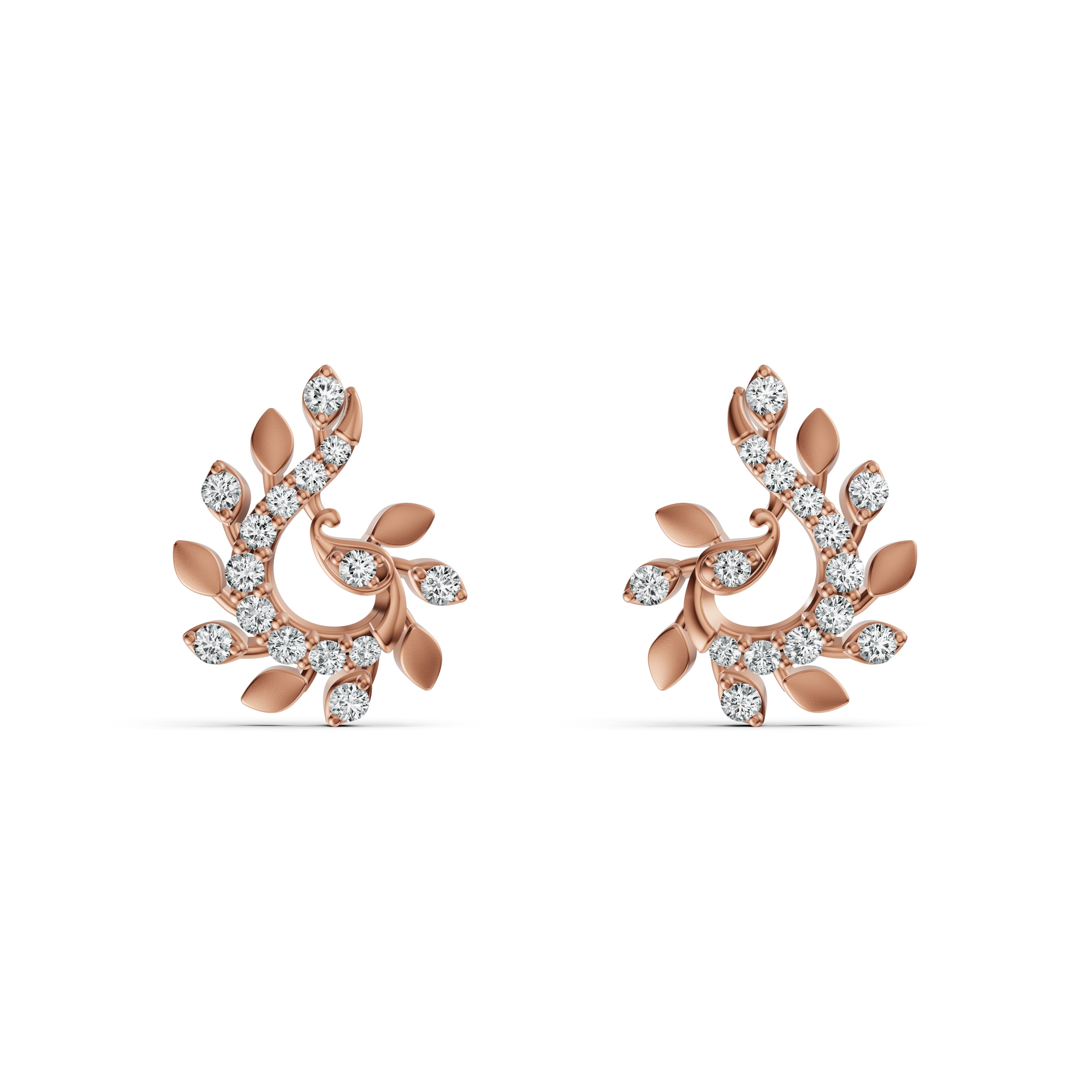 Floral Vine Diamond Stud Earrings