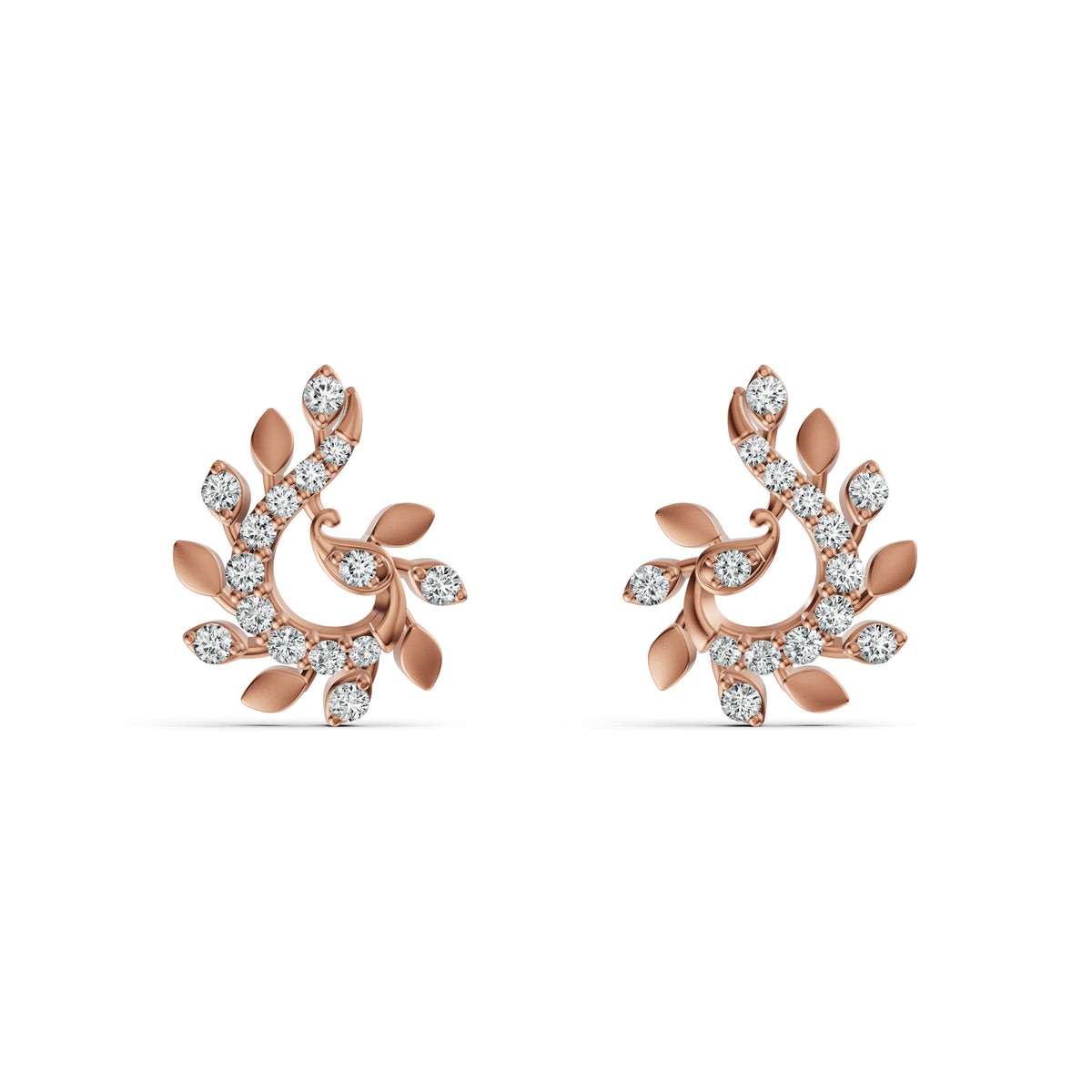 Floral Vine Diamond Stud Earrings