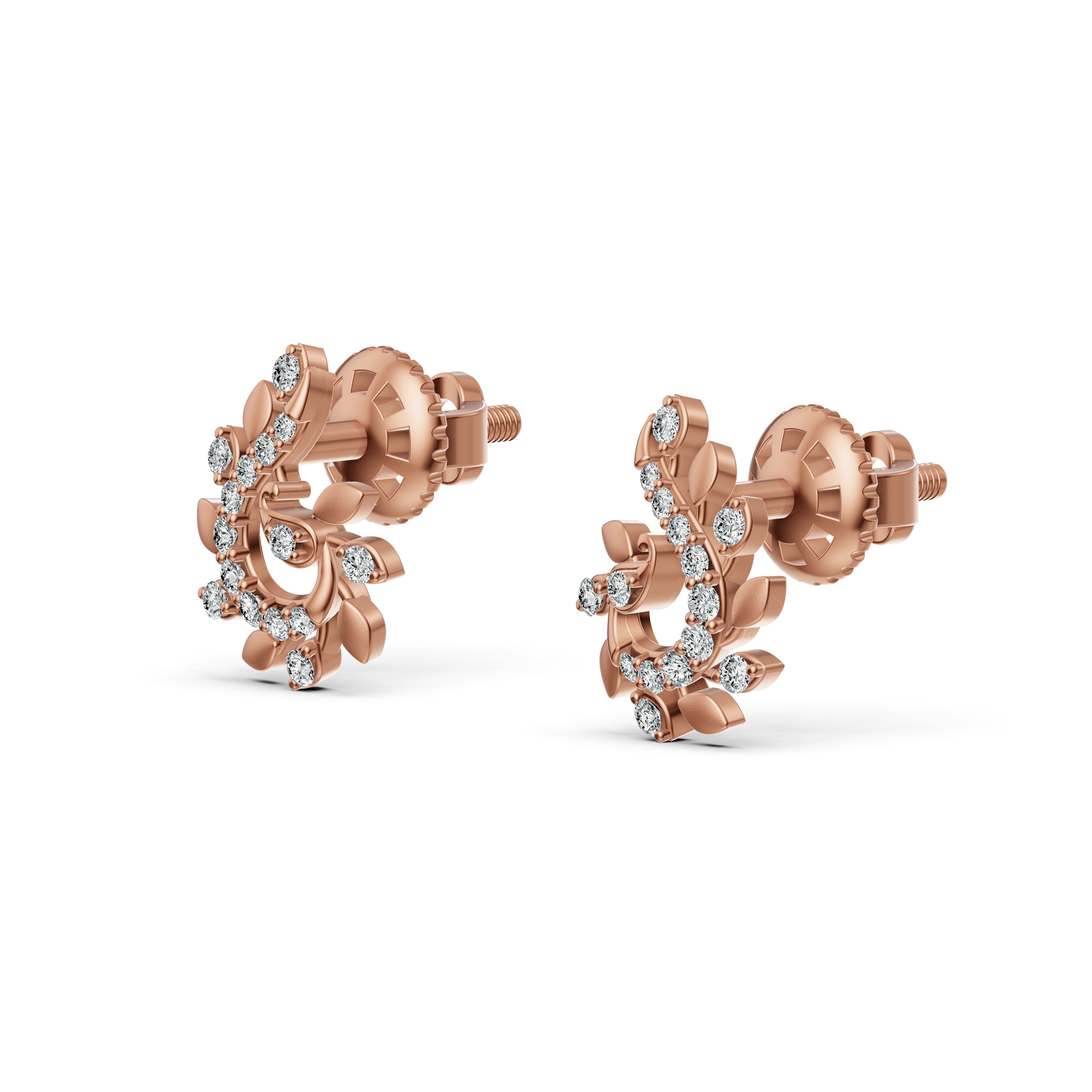 Floral Vine Diamond Stud Earrings
