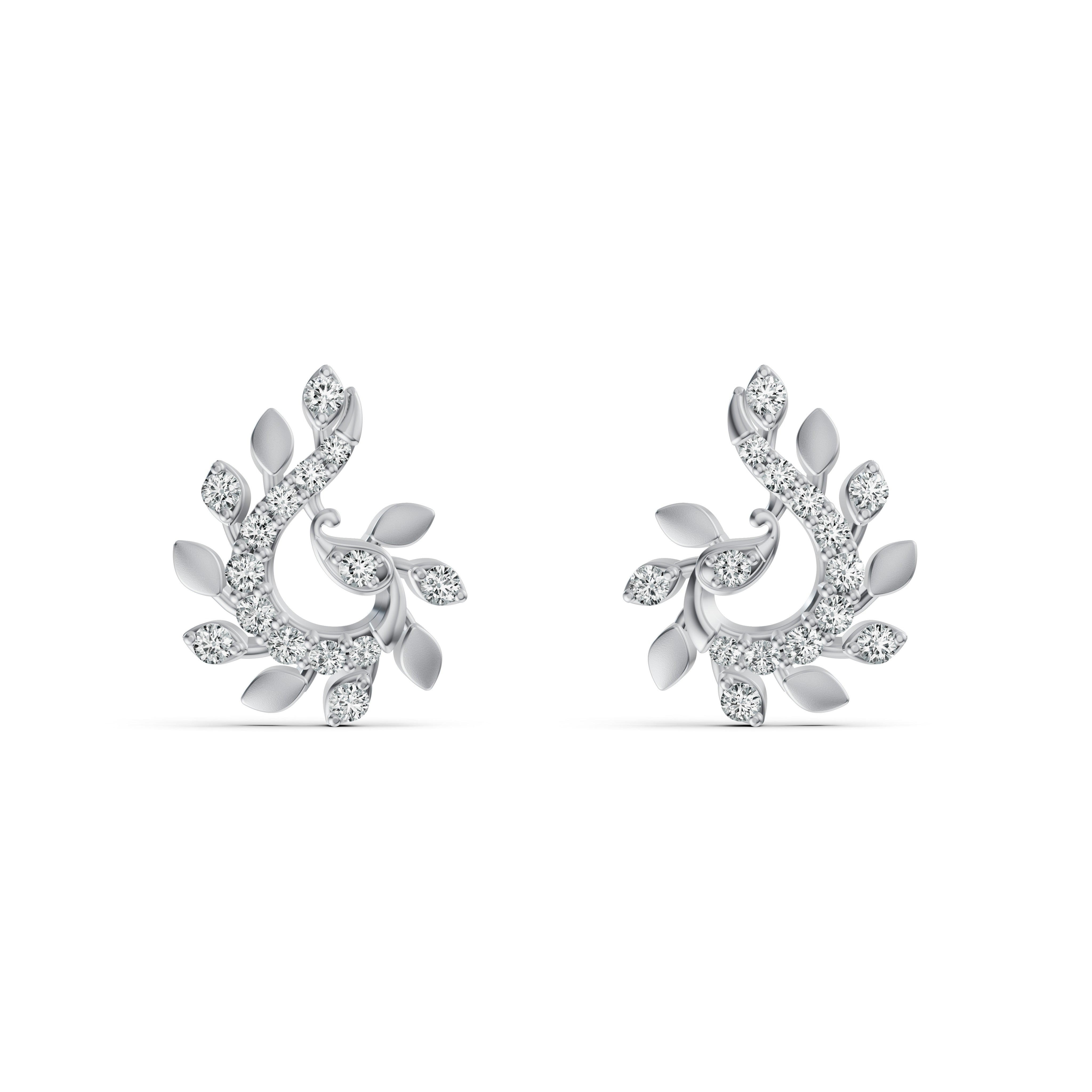 Floral Vine Diamond Stud Earrings