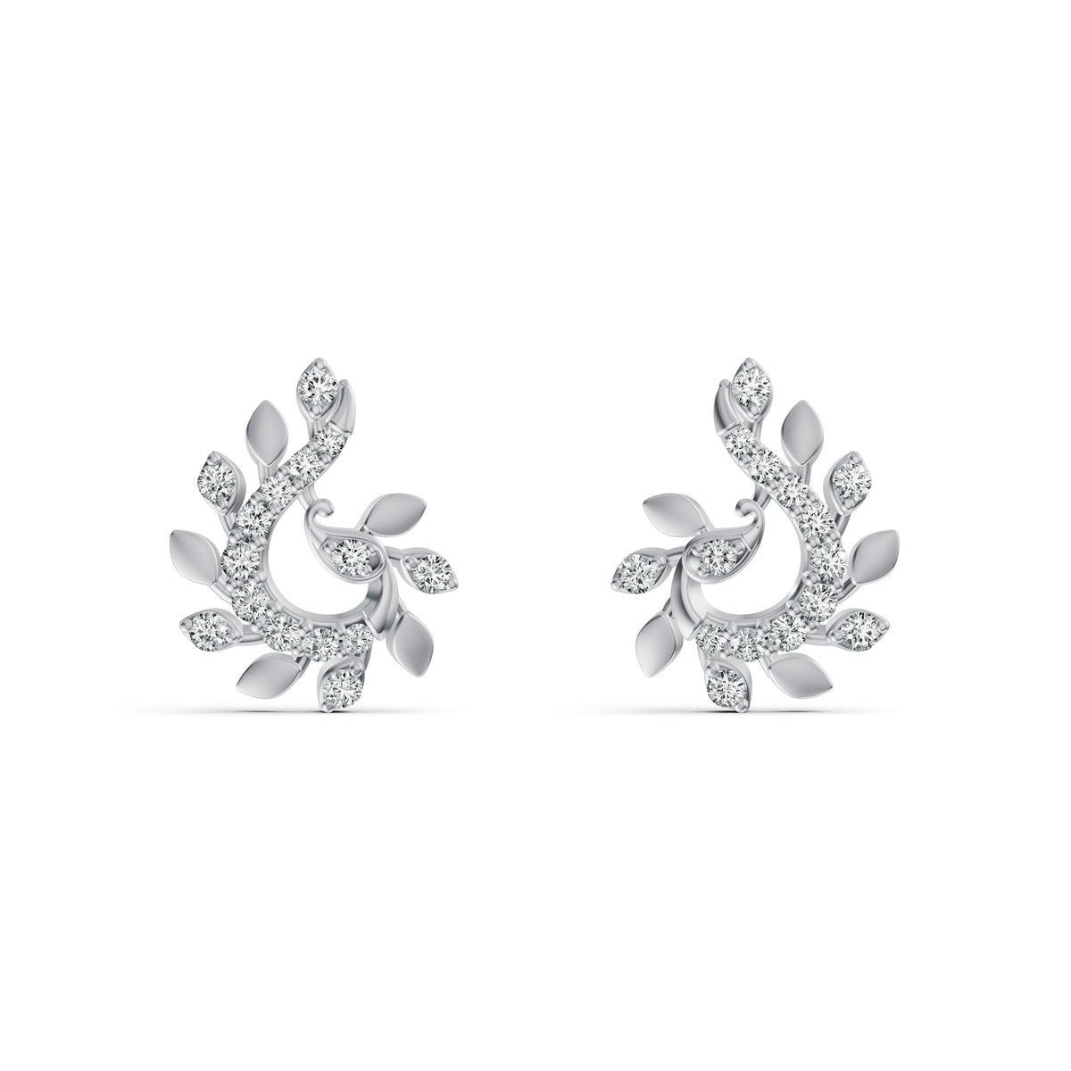 Floral Vine Diamond Stud Earrings