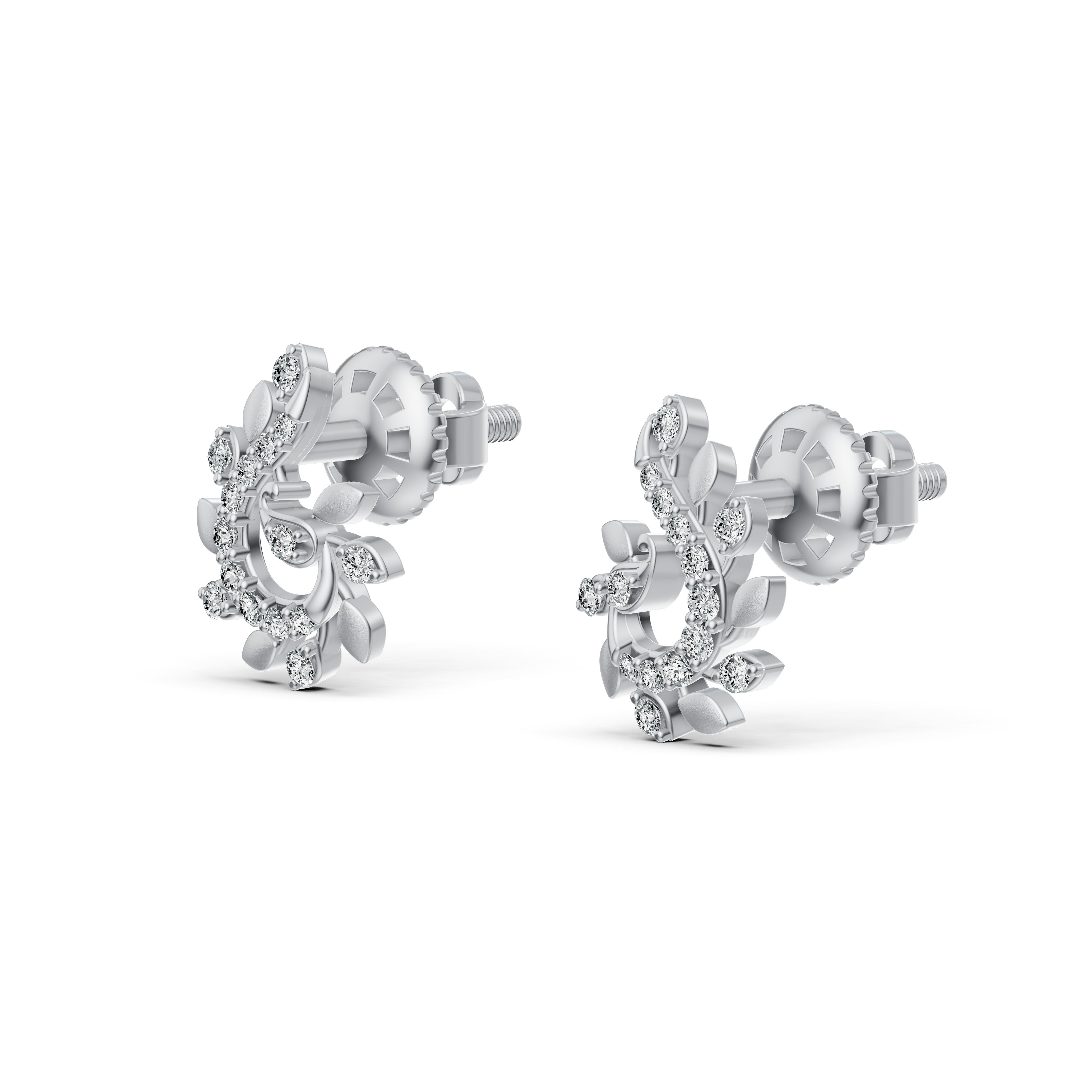 Floral Vine Diamond Stud Earrings