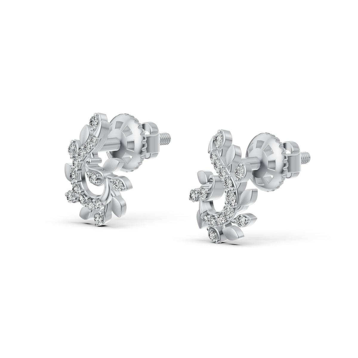 Floral Vine Diamond Stud Earrings
