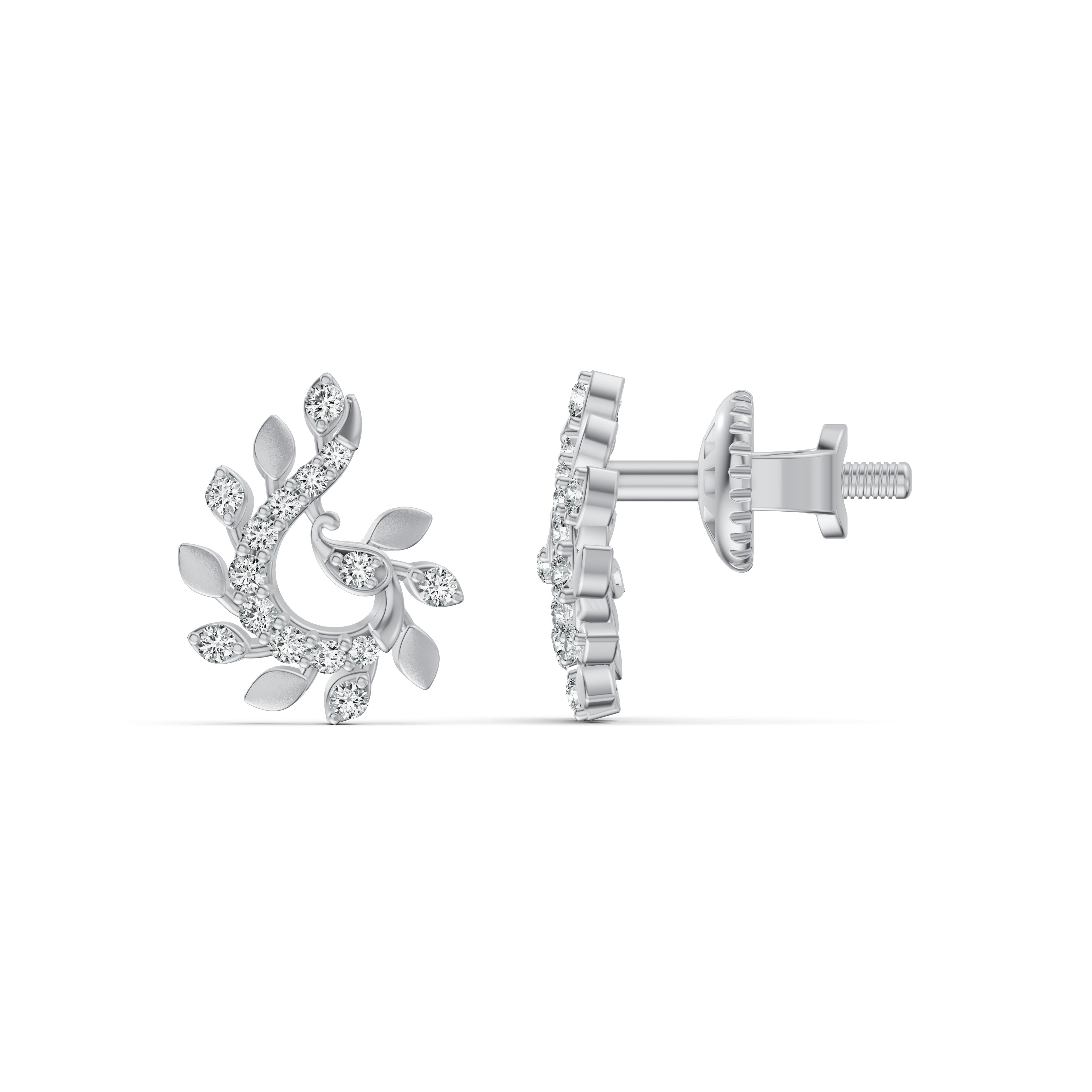 Floral Vine Diamond Stud Earrings