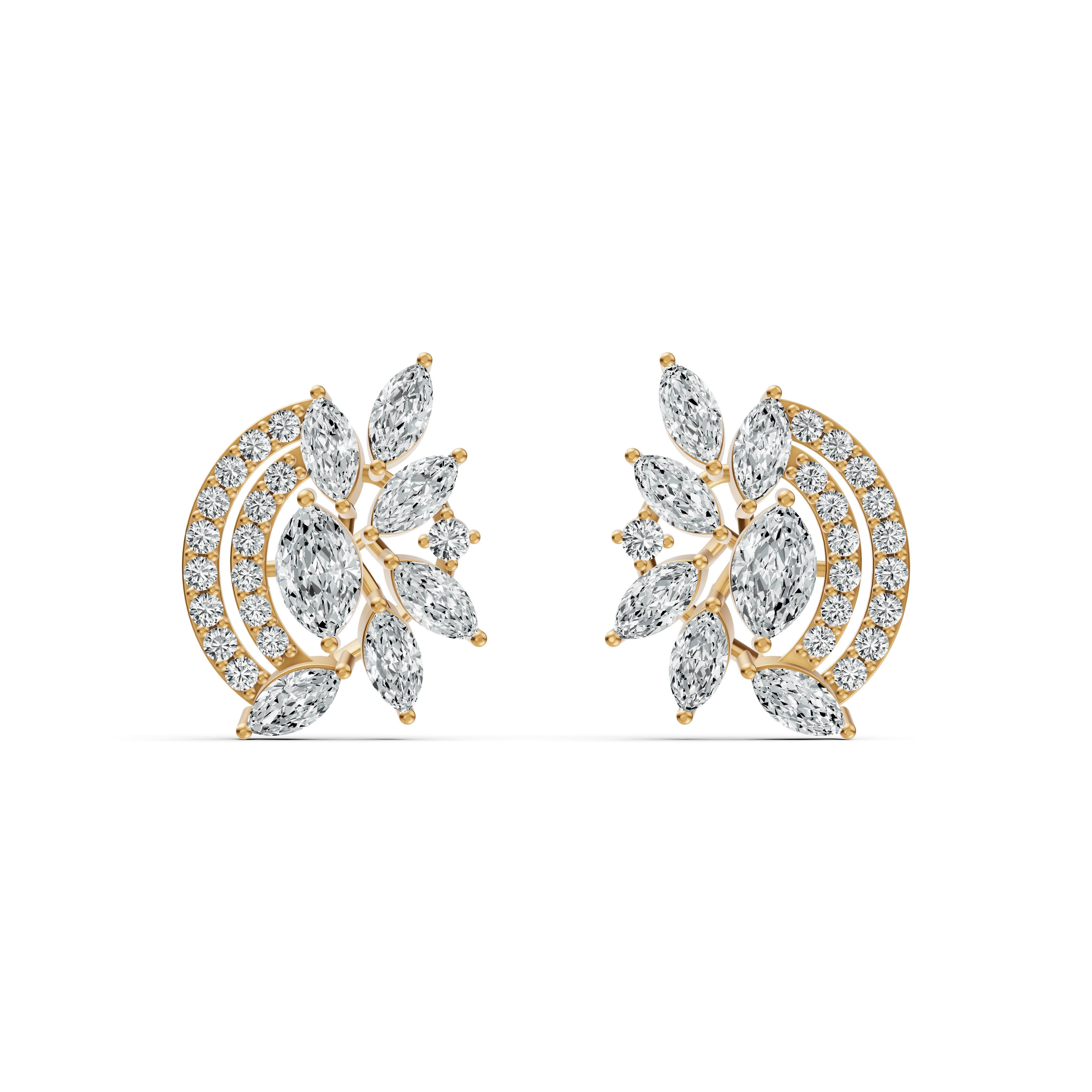Lush Foliage Diamond Stud Earrings