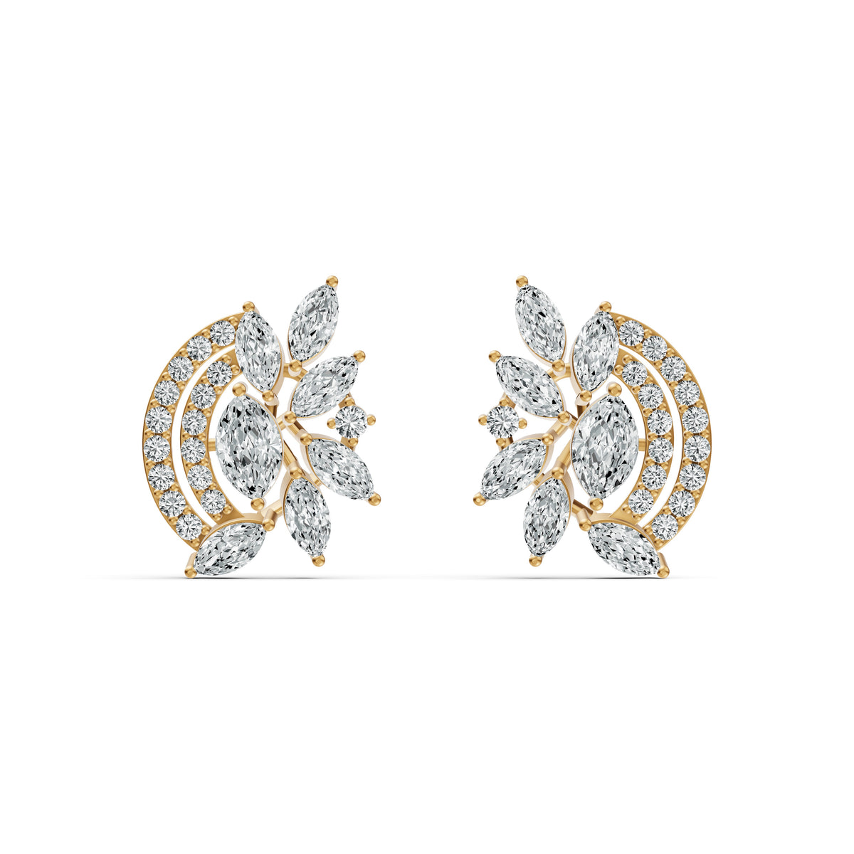 Lush Foliage Diamond Stud Earrings