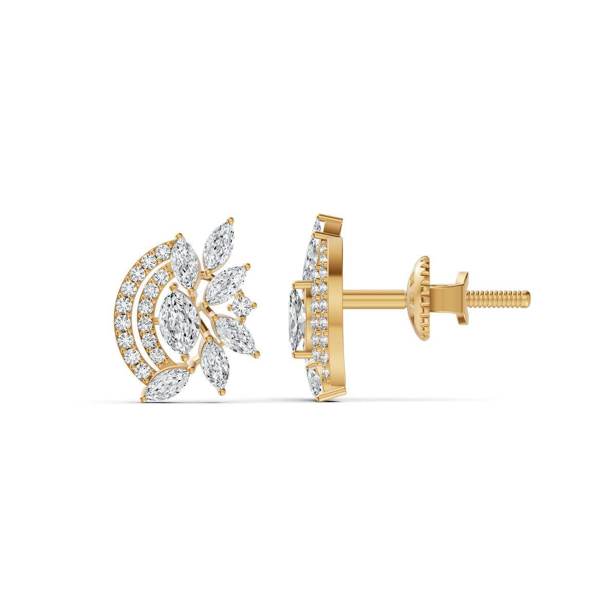 Lush Foliage Diamond Stud Earrings