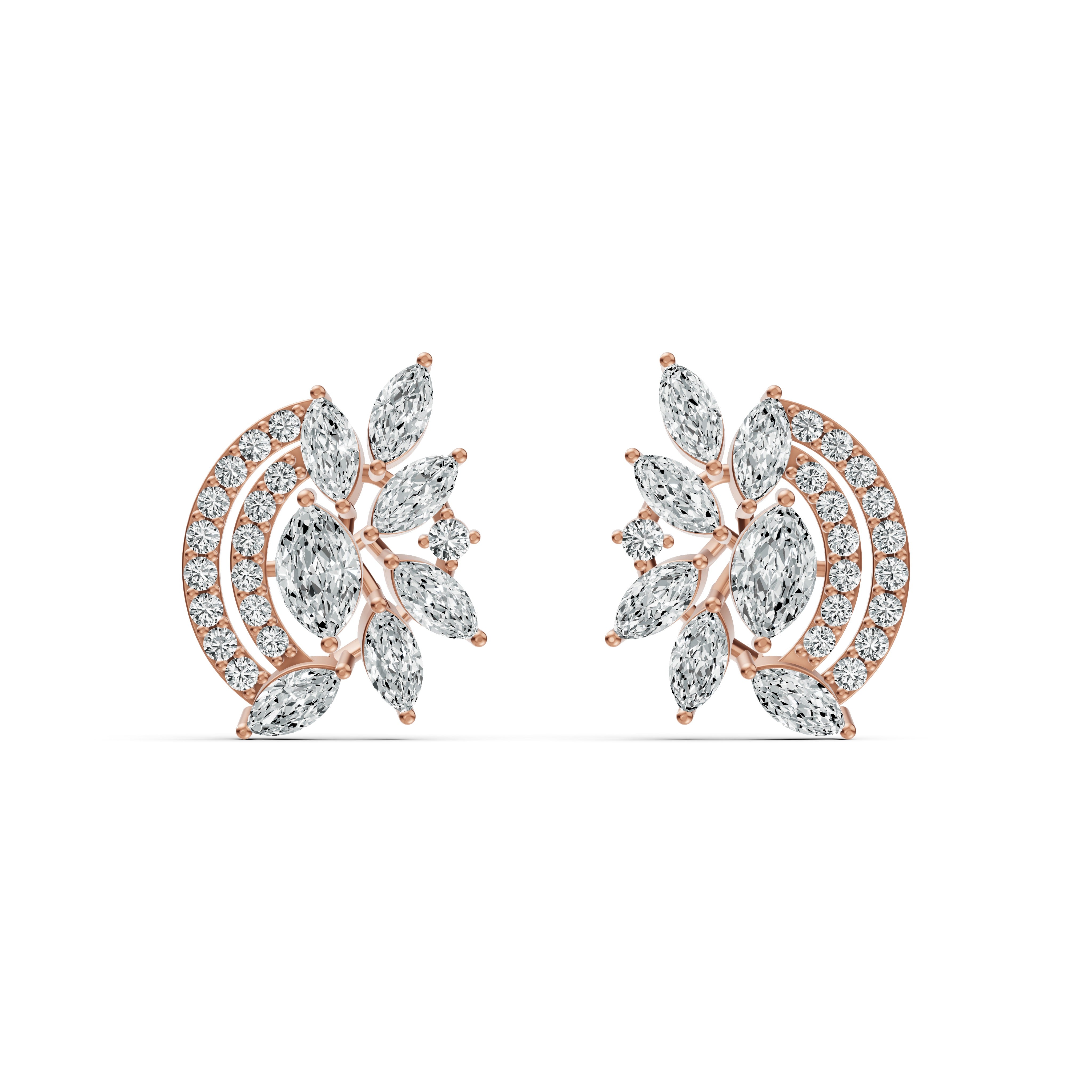 Lush Foliage Diamond Stud Earrings