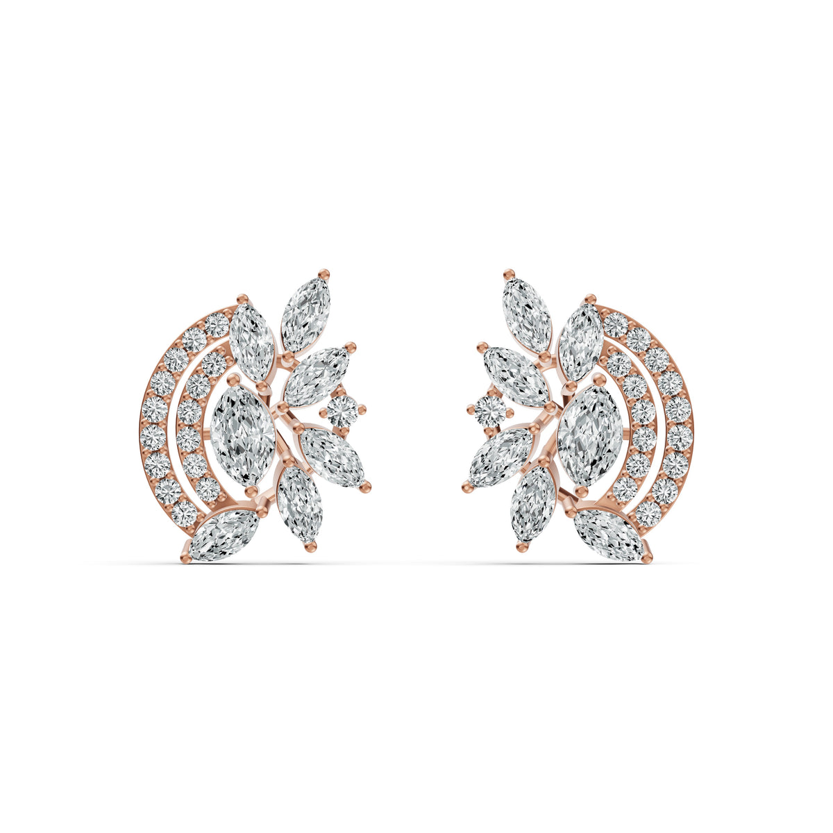 Lush Foliage Diamond Stud Earrings