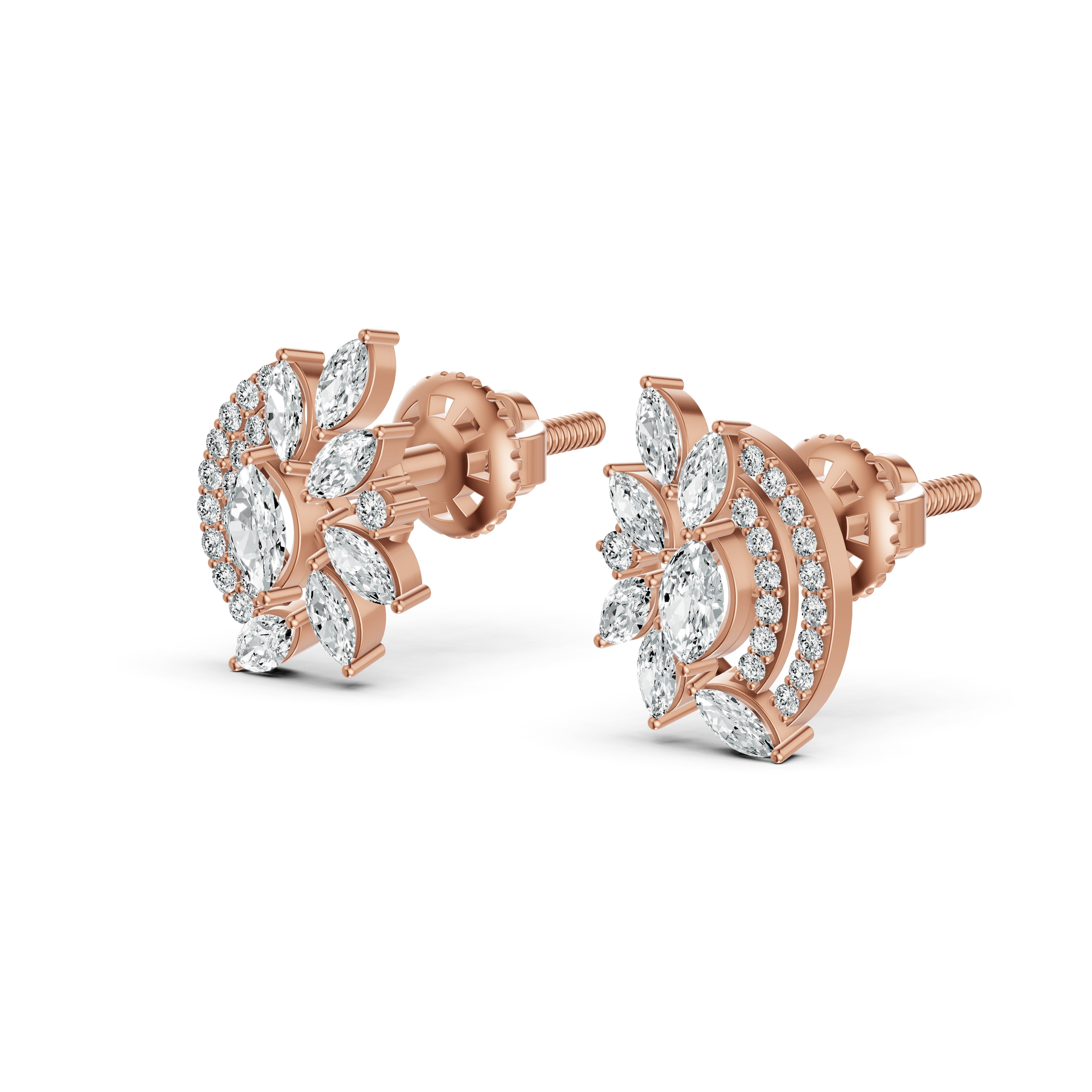 Lush Foliage Diamond Stud Earrings
