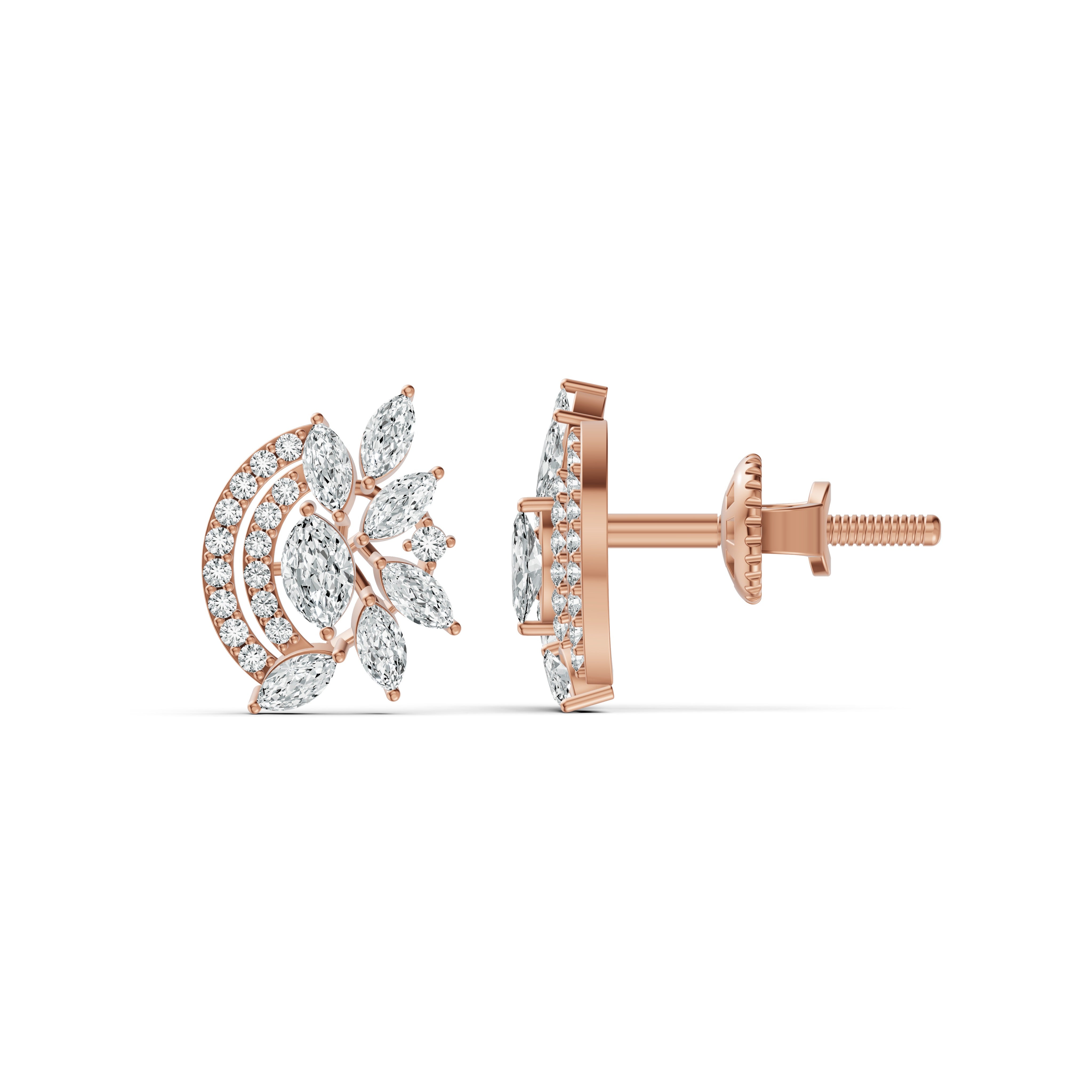 Lush Foliage Diamond Stud Earrings