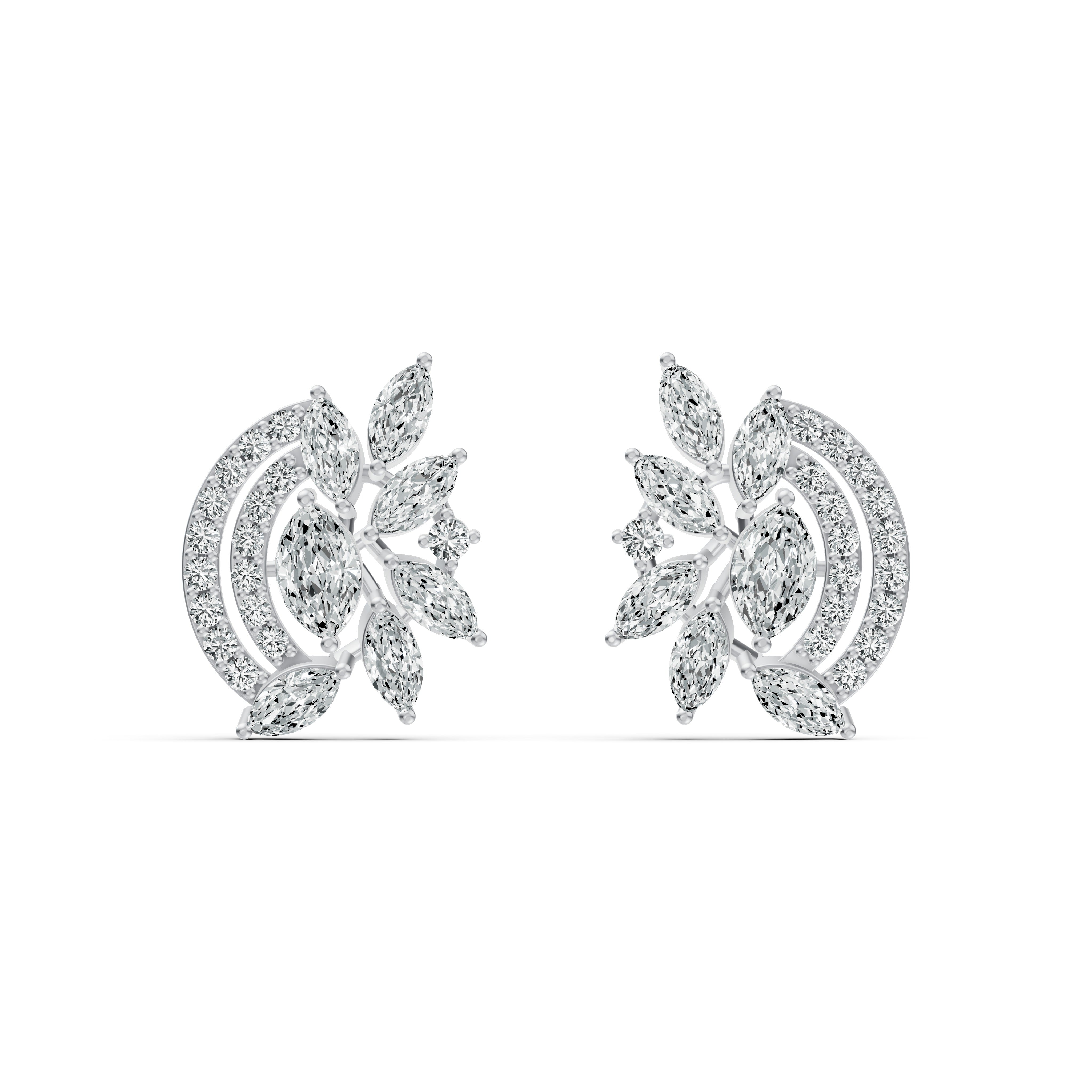 Lush Foliage Diamond Stud Earrings