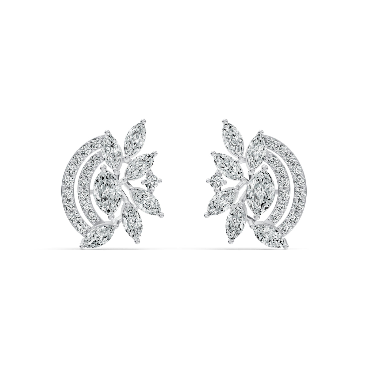 Lush Foliage Diamond Stud Earrings