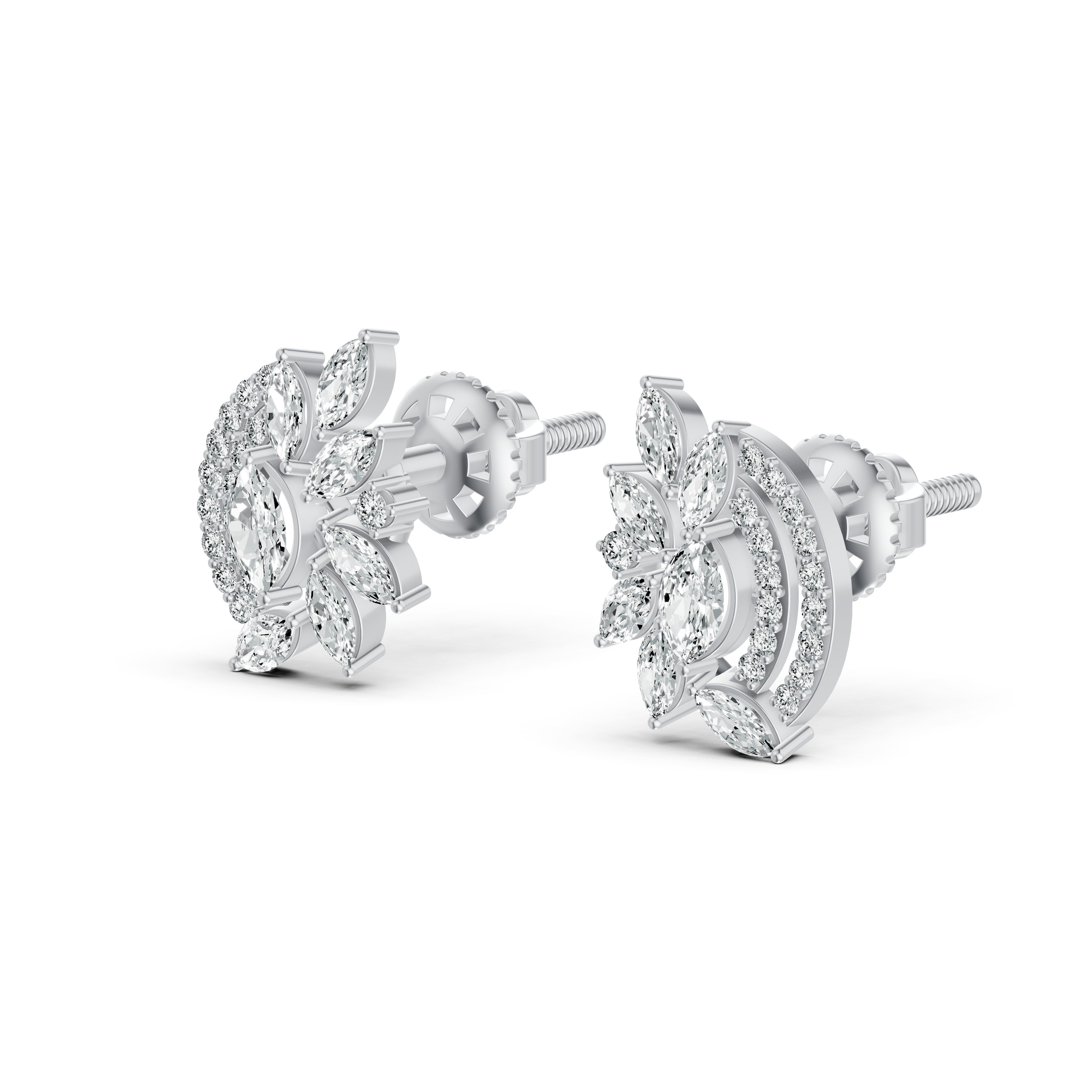 Lush Foliage Diamond Stud Earrings