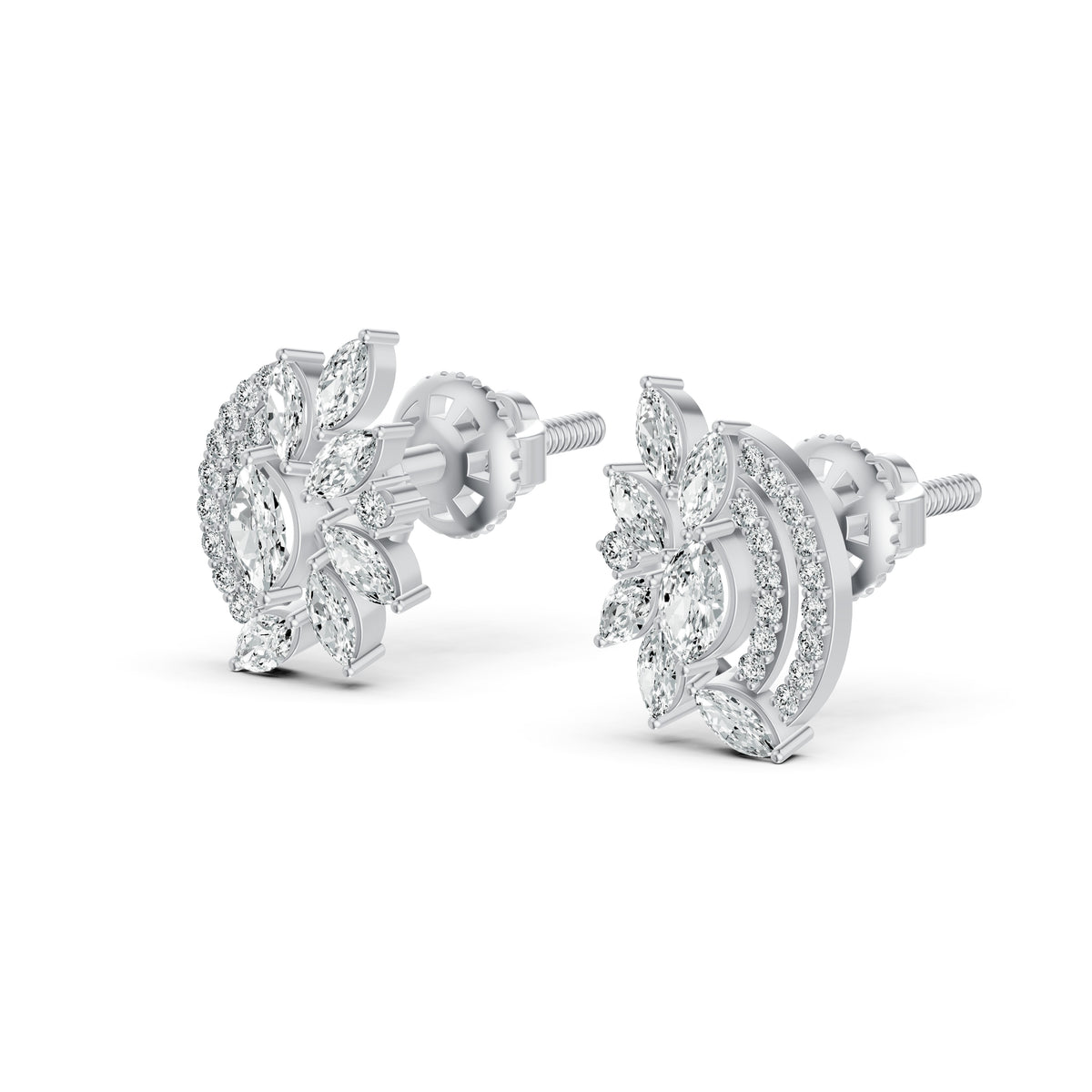 Lush Foliage Diamond Stud Earrings