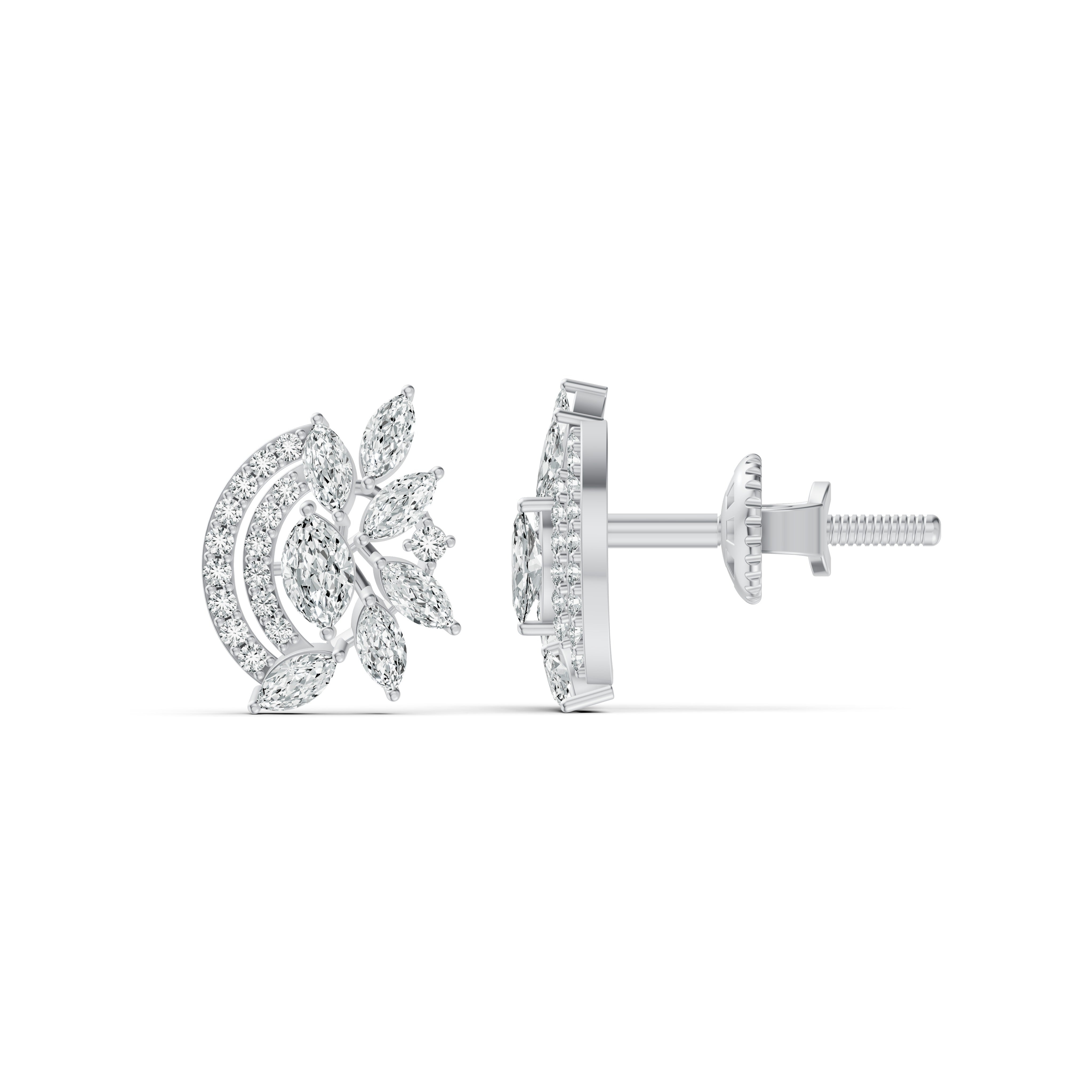 Lush Foliage Diamond Stud Earrings