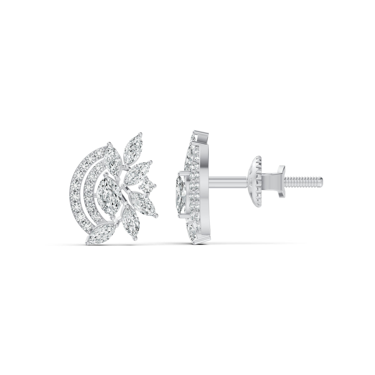 Lush Foliage Diamond Stud Earrings