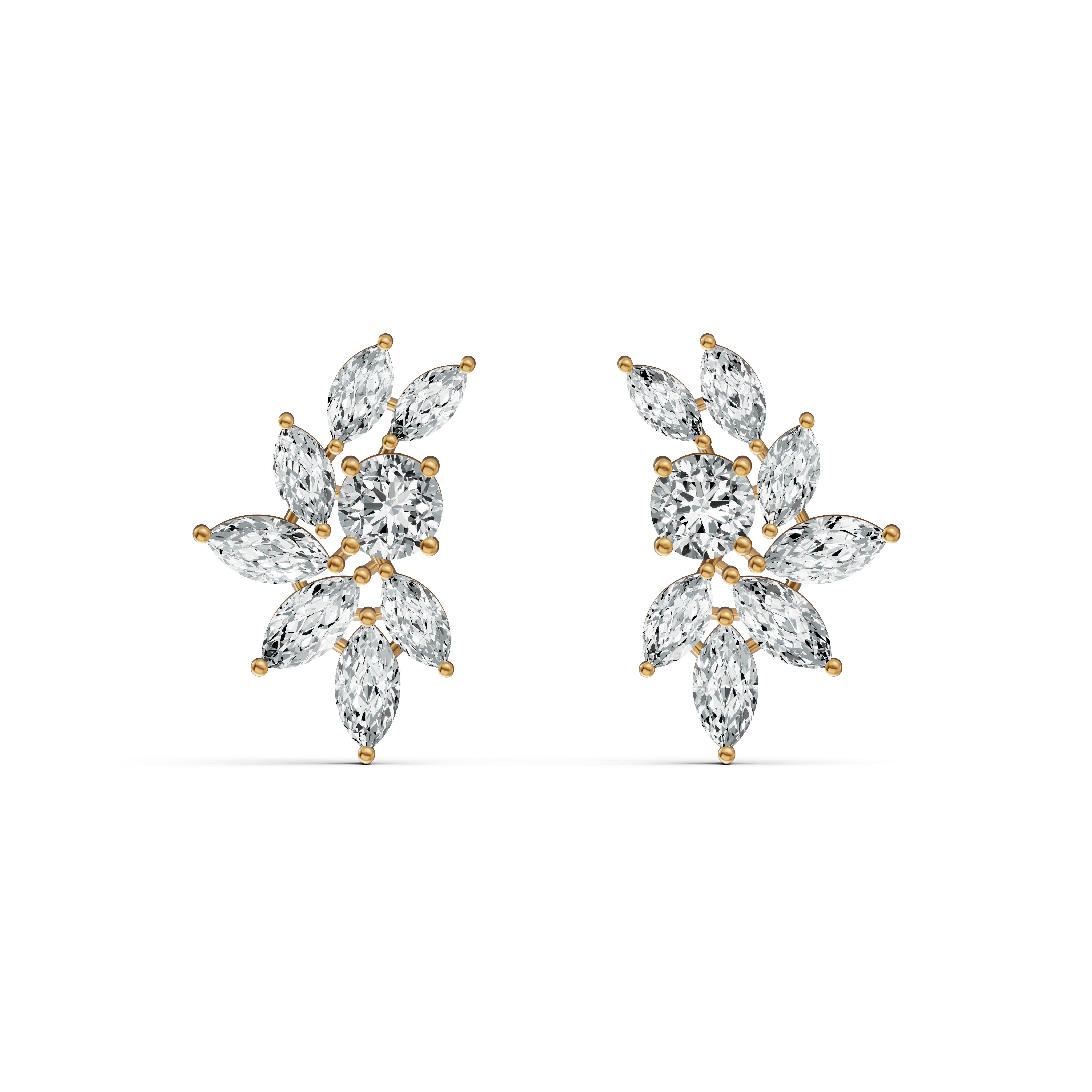 Marquise Floral Diamond Stud Earrings